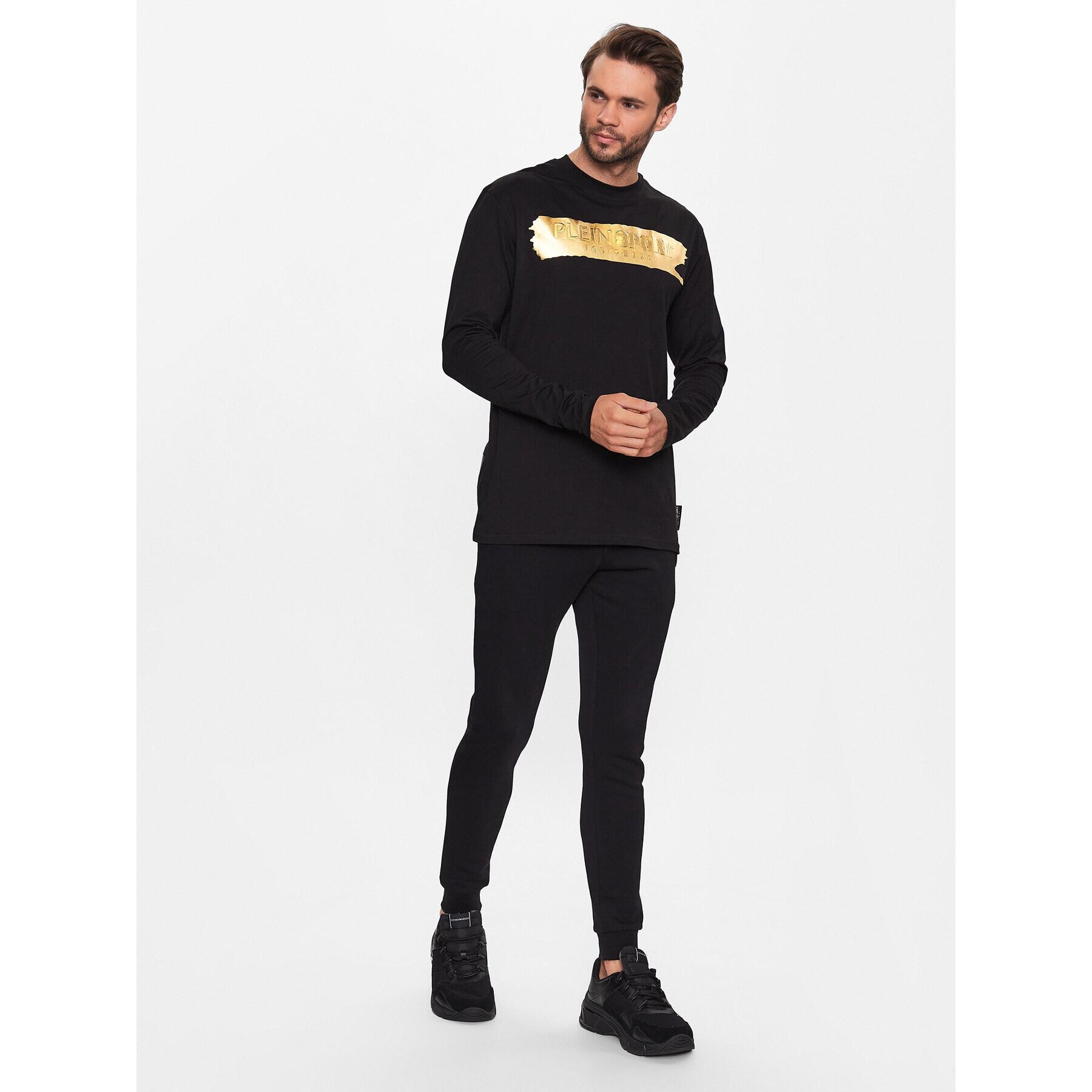 Plein Sport S dlouhým rukávem SACC MTK6053 SJY001N Černá Regular Fit - Pepit.cz