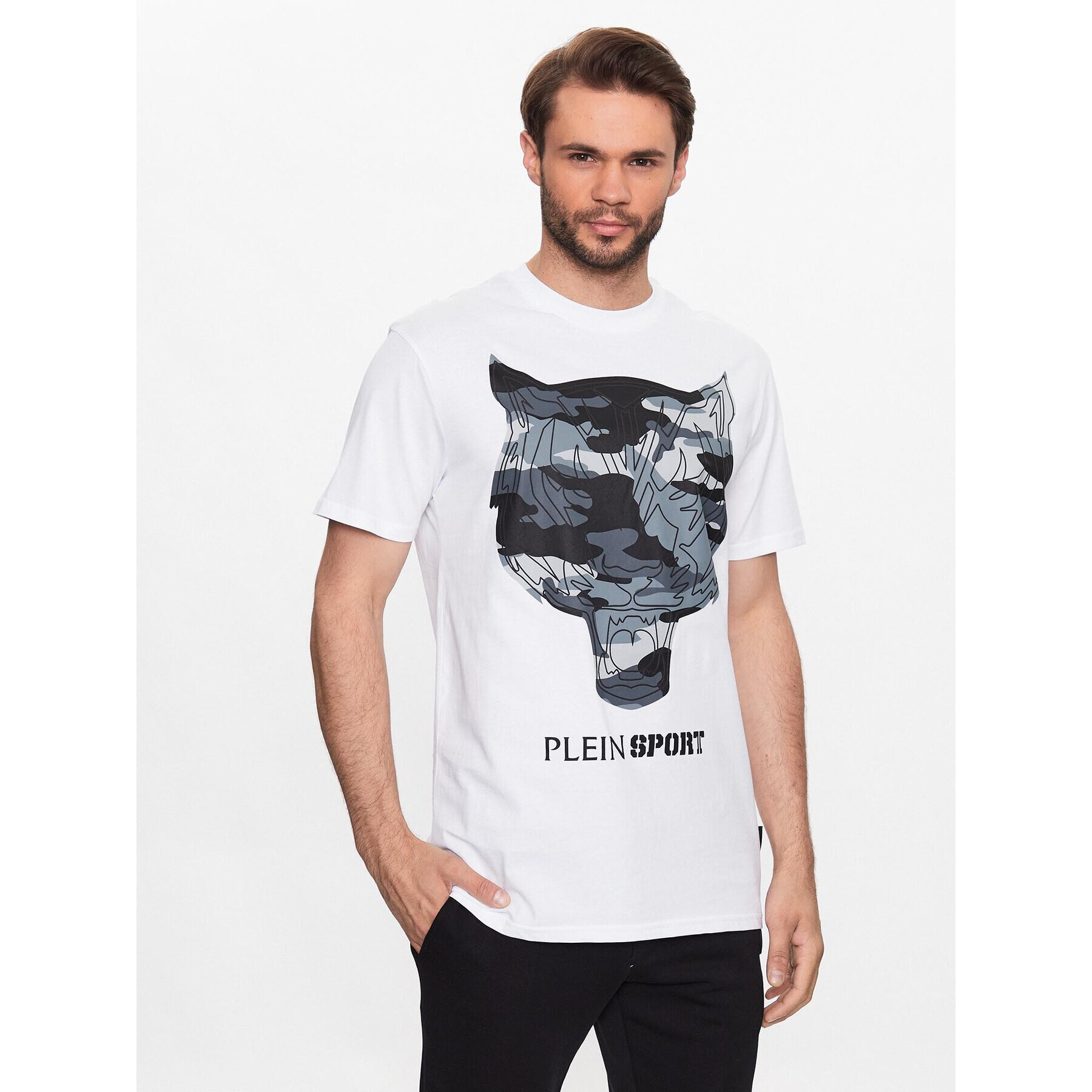 Plein Sport T-Shirt Tiger PACC MTK6328 SJY001N Bílá Regular Fit - Pepit.cz