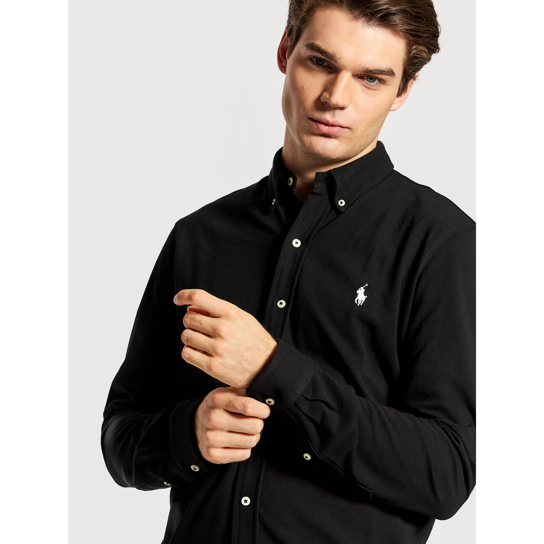 Polo Ralph Lauren Košile Pique 710654408 Černá Regular Fit - Pepit.cz