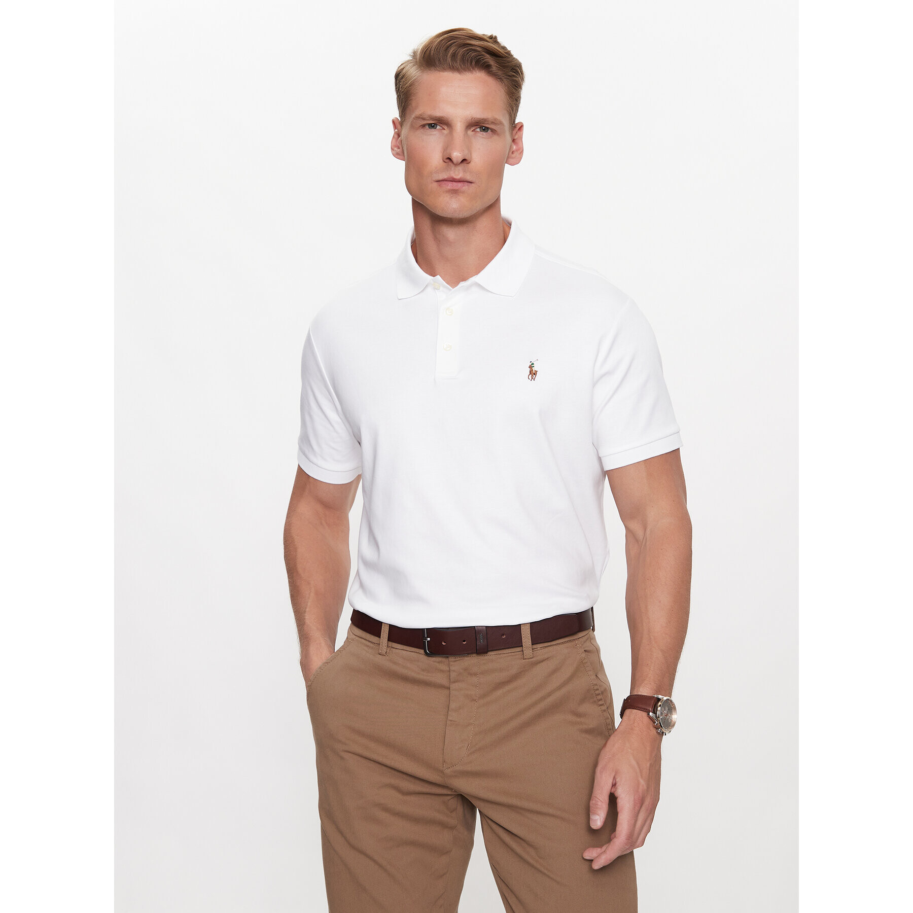 Polo Ralph Lauren Polokošile 710713130003 Bílá Custom Slim Fit - Pepit.cz