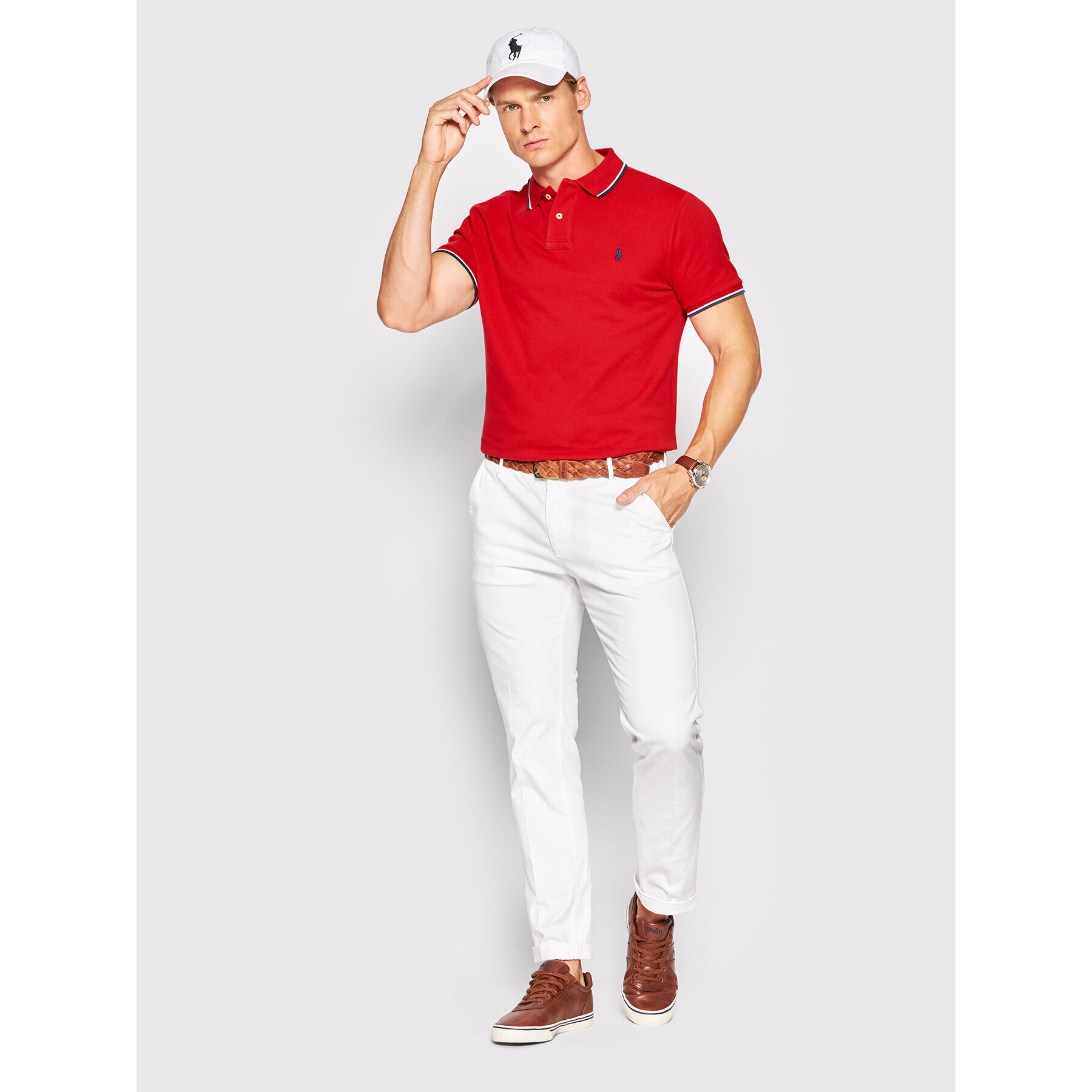 Polo Ralph Lauren Polokošile 710842621004 Červená Custom Slim Fit - Pepit.cz