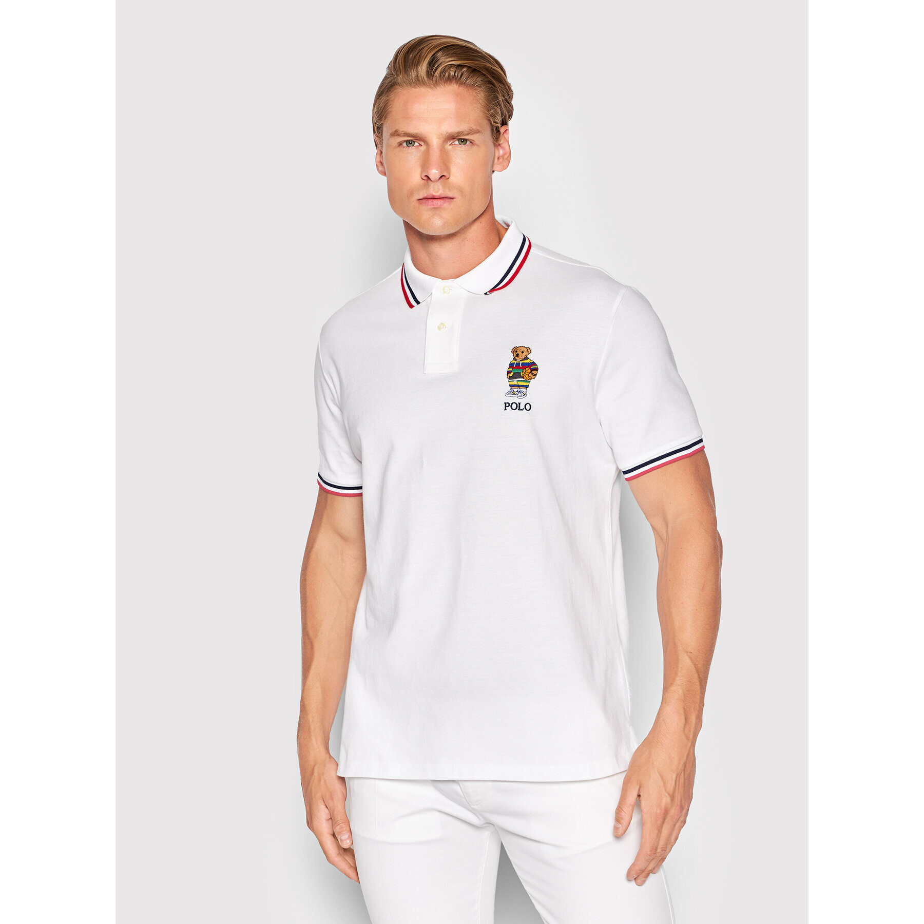 Polo Ralph Lauren Polokošile 710863211003 Bílá Custom Slim Fit - Pepit.cz