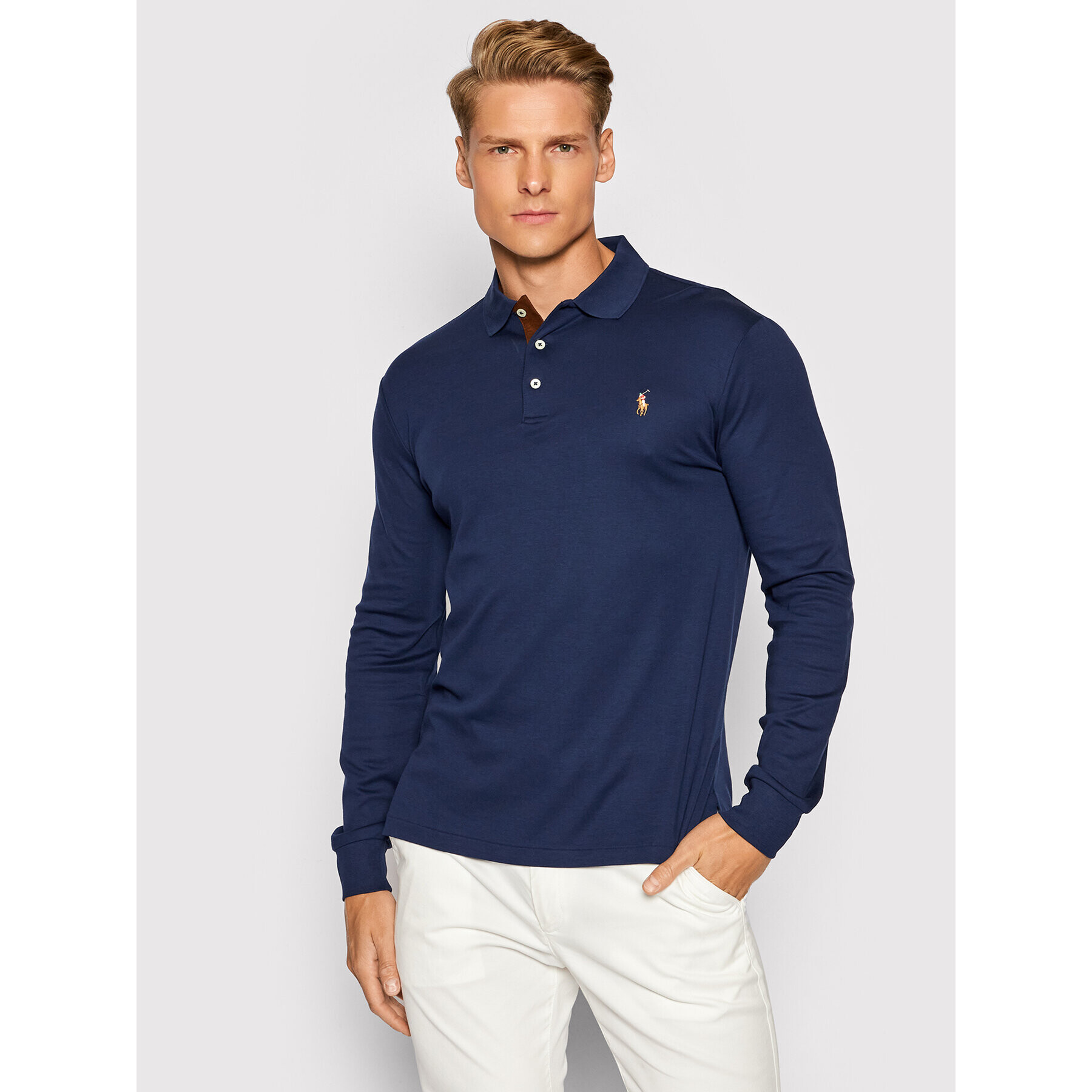 Polo Ralph Lauren Polokošile Lsl 710721148007 Tmavomodrá Slim Fit - Pepit.cz