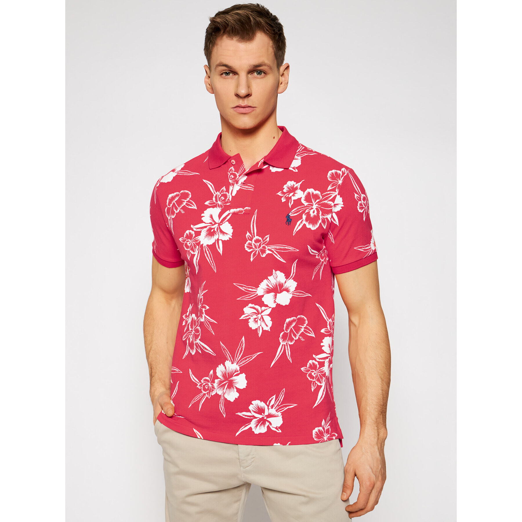 Polo Ralph Lauren Polokošile Pacific Hibiscus 710835226001 Červená Slim Fit - Pepit.cz