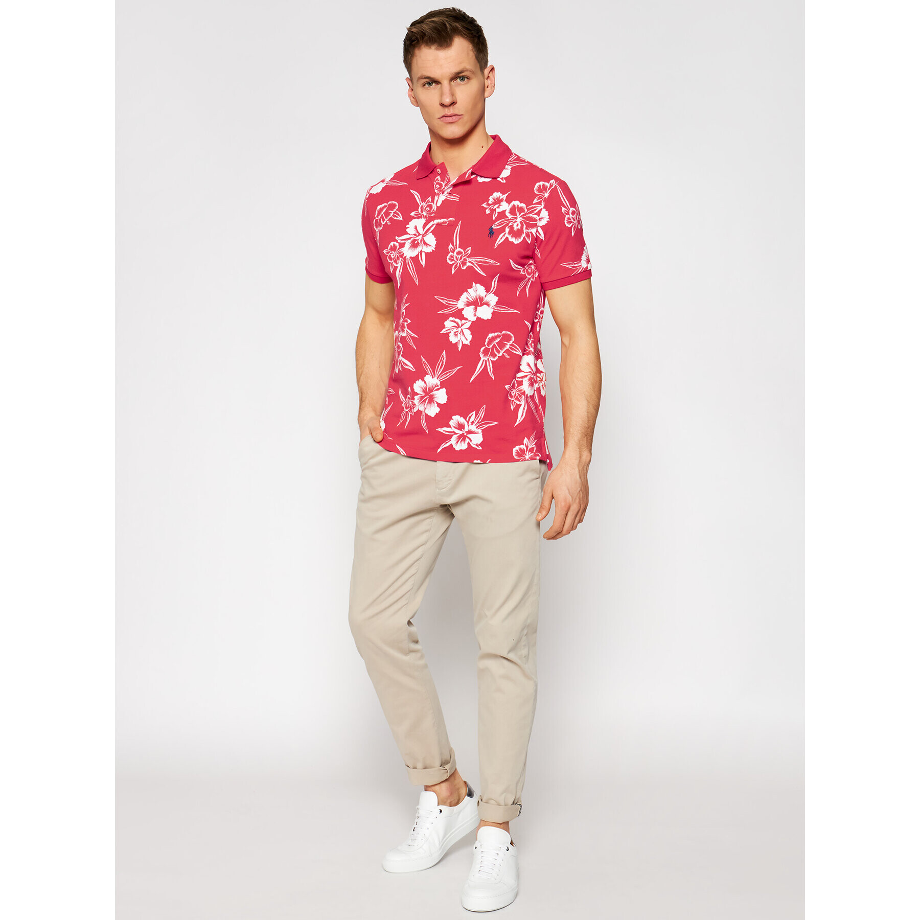 Polo Ralph Lauren Polokošile Pacific Hibiscus 710835226001 Červená Slim Fit - Pepit.cz