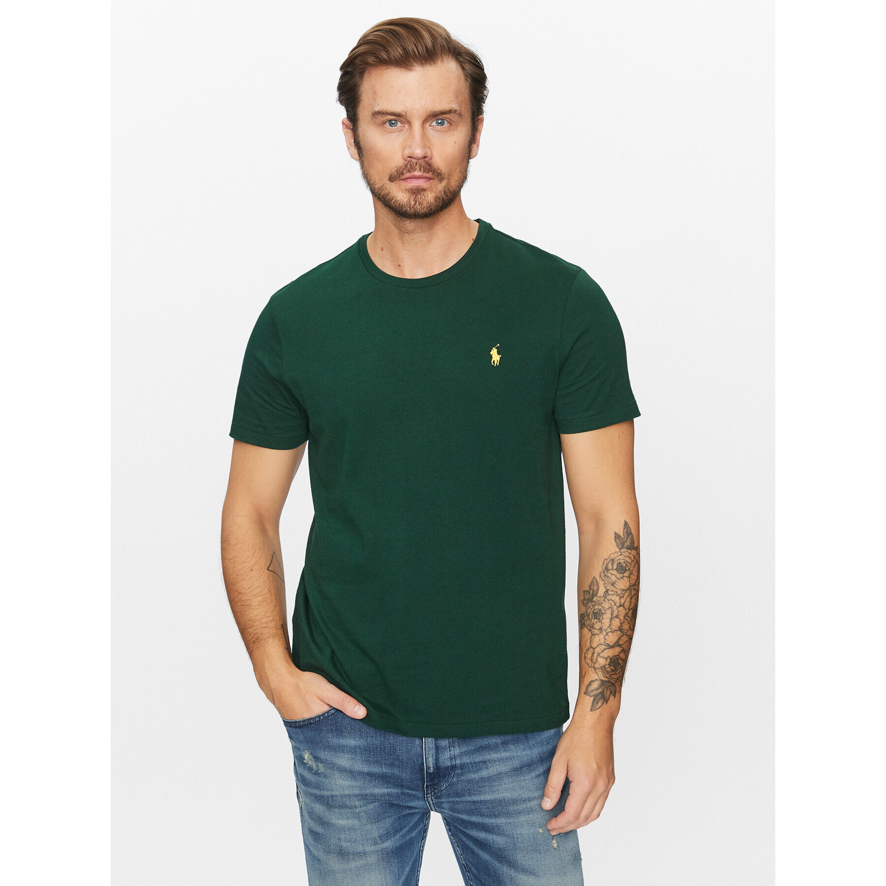 Polo Ralph Lauren T-Shirt 710671438332 Zelená Custom Slim Fit - Pepit.cz