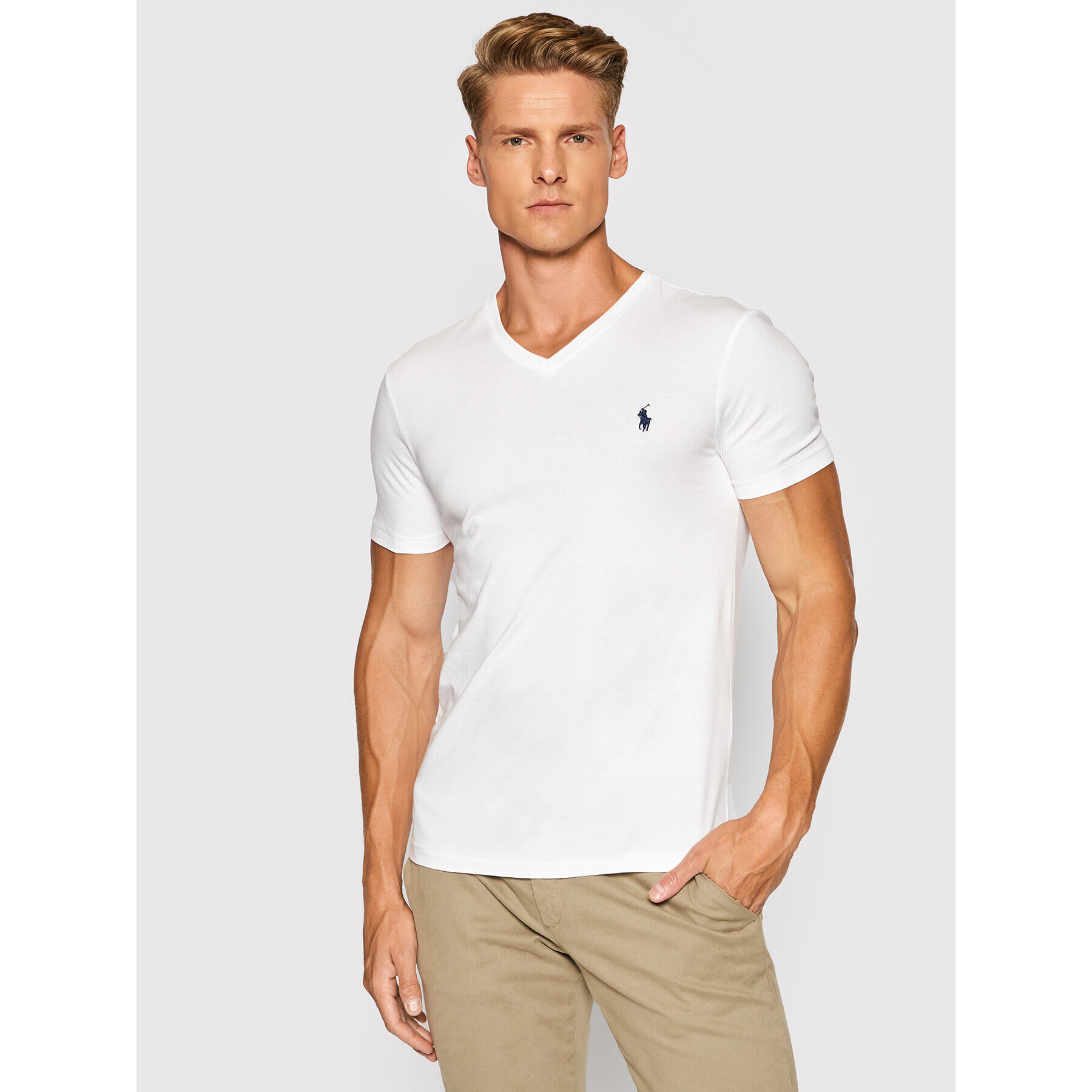 Polo Ralph Lauren T-Shirt 710671453008 Bílá Slim Fit - Pepit.cz