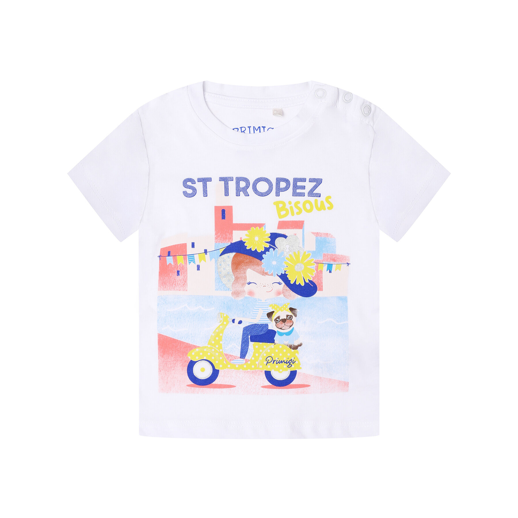 Primigi T-Shirt St Tropez Bisous 45221503 Bílá Regular Fit - Pepit.cz