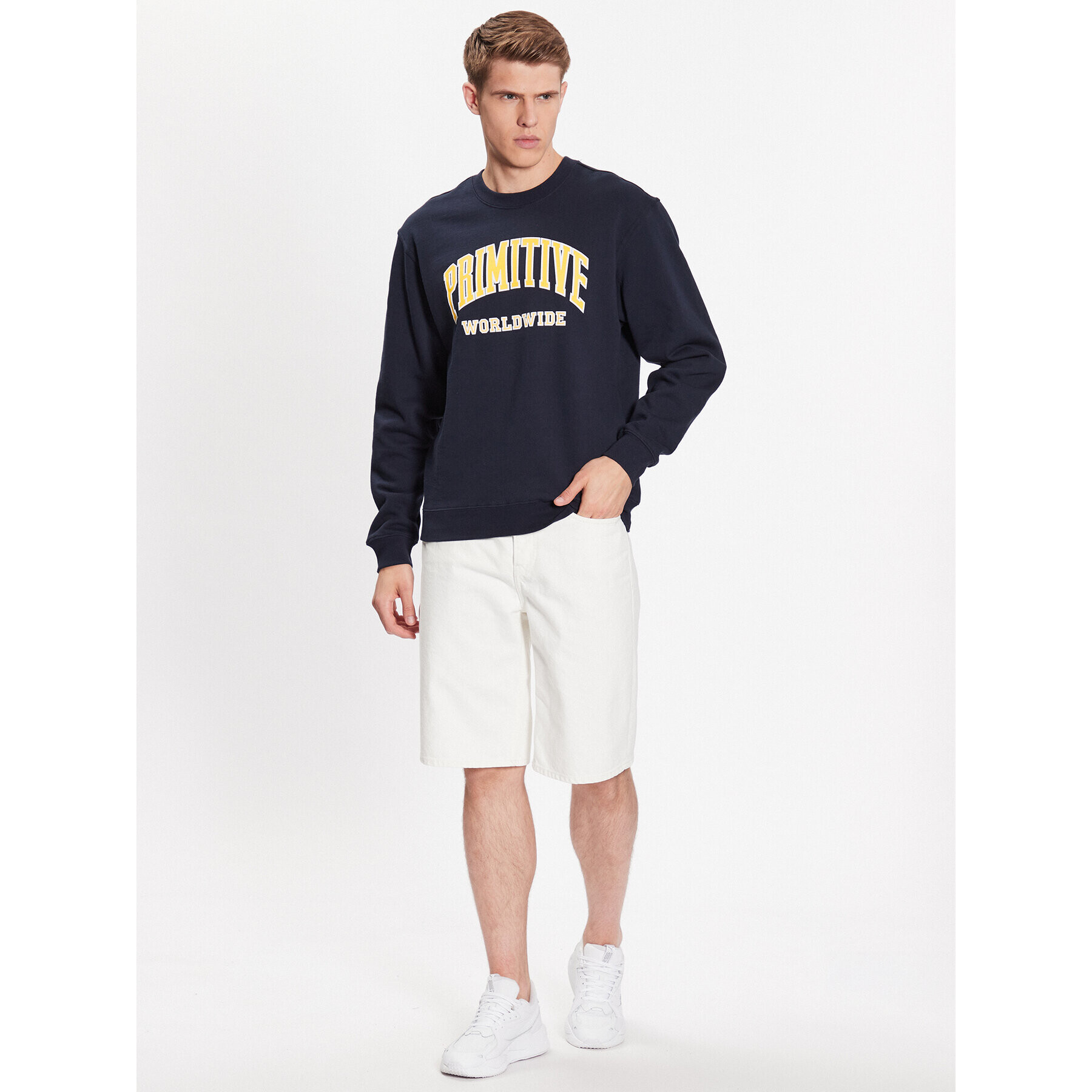 Primitive Mikina Collegiate Worldwide PAPSP2315 Tmavomodrá Regular Fit - Pepit.cz