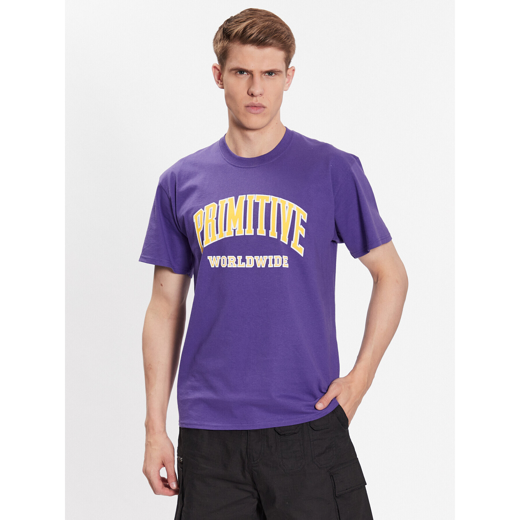 Primitive T-Shirt Collegiate Worldwide PAPSP2312 Fialová Regular Fit - Pepit.cz