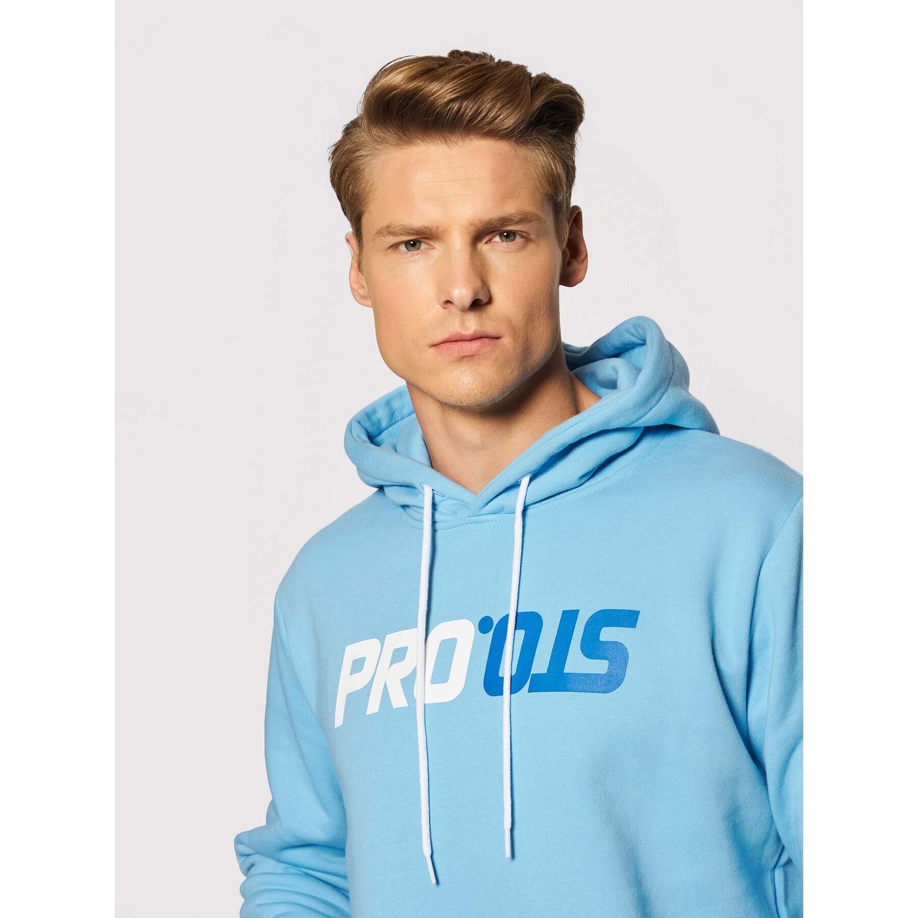 PROSTO. Mikina KLASYK Hoodie Ups 2024 Modrá Regular Fit - Pepit.cz