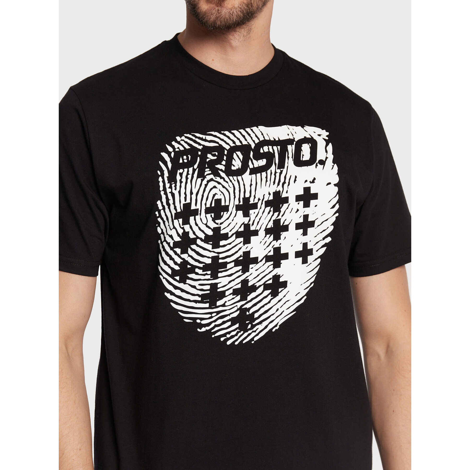 PROSTO. T-Shirt KLASYK Finger 1033 Černá Regular Fit - Pepit.cz