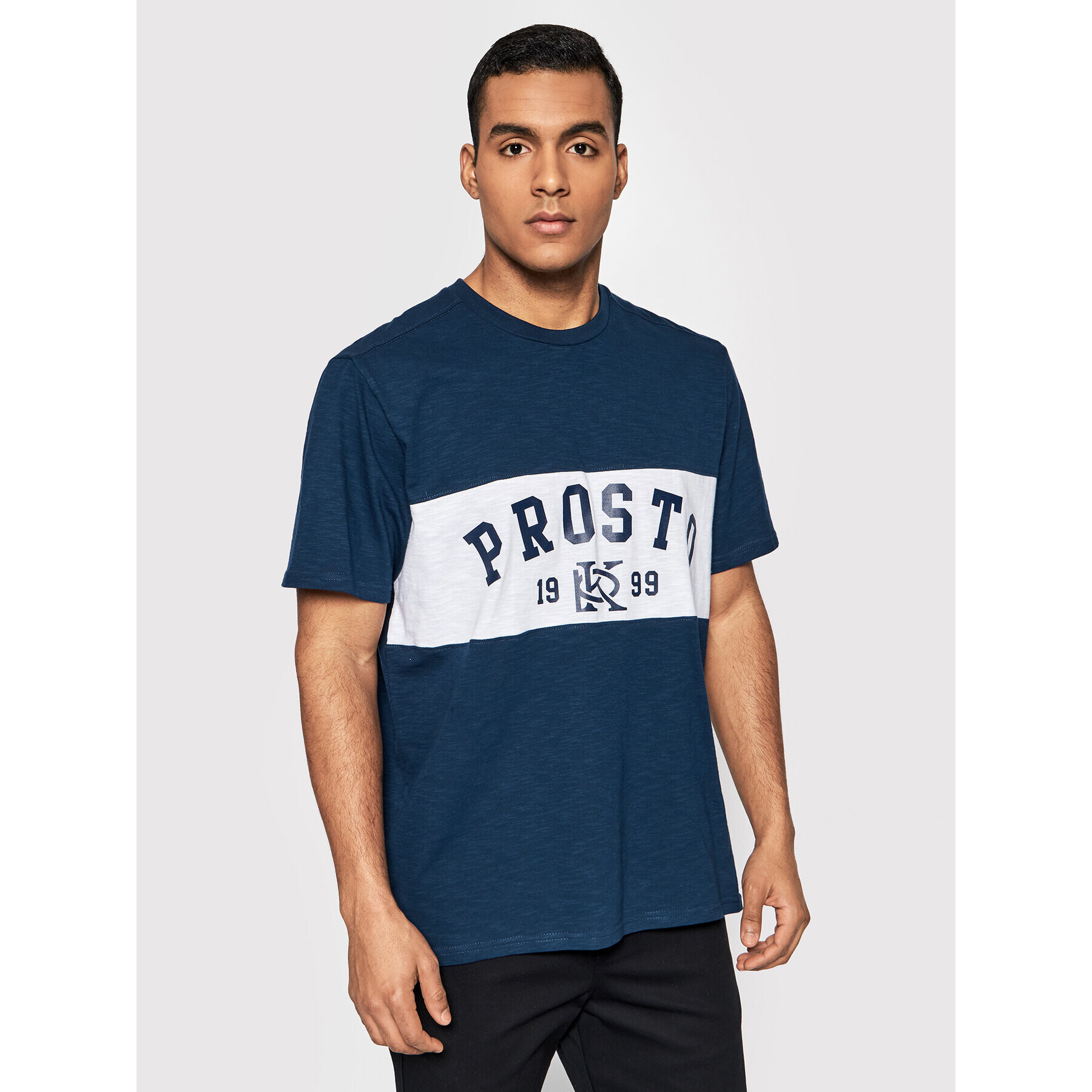 PROSTO. T-Shirt KLASYK Flams 1072 Tmavomodrá Regular Fit - Pepit.cz