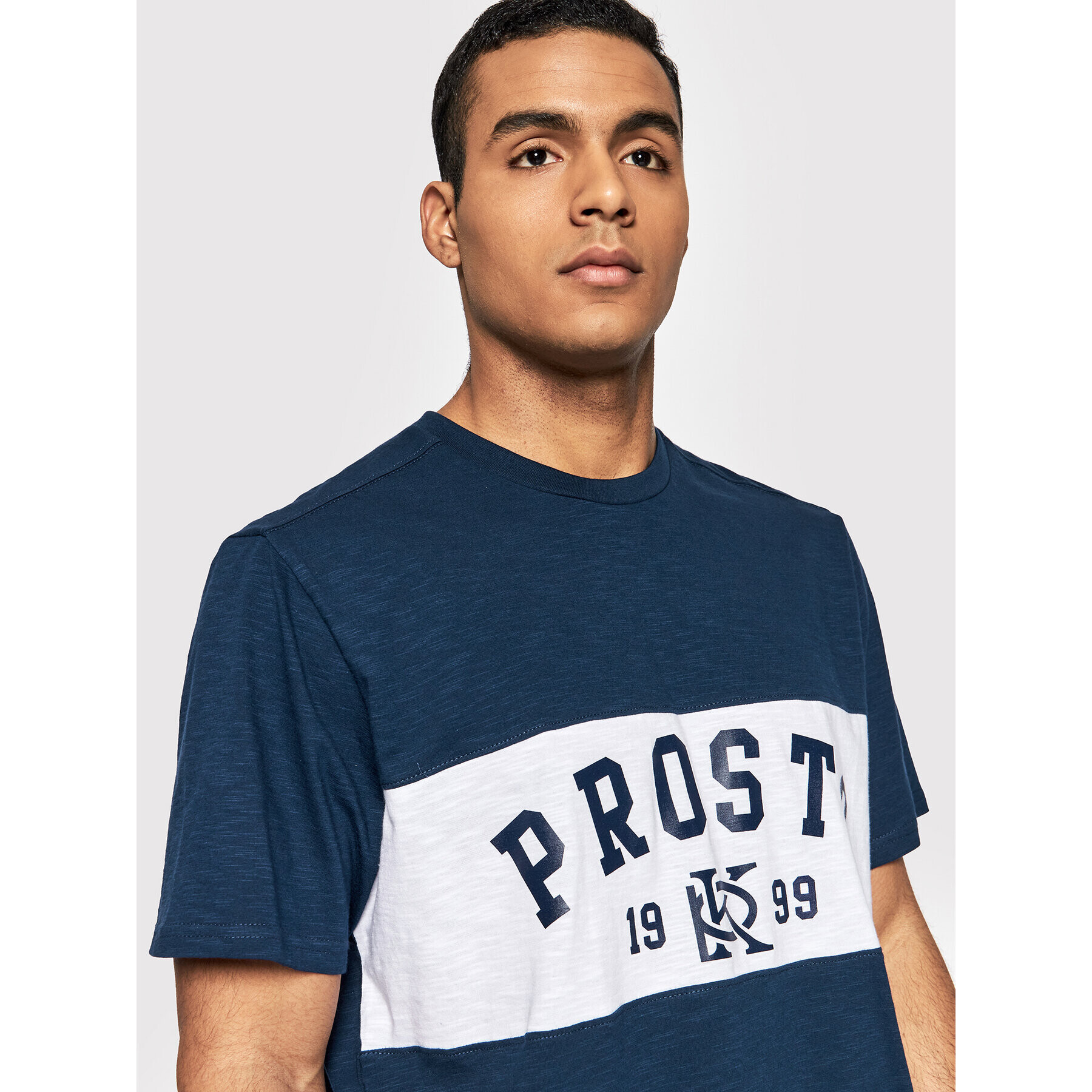 PROSTO. T-Shirt KLASYK Flams 1072 Tmavomodrá Regular Fit - Pepit.cz