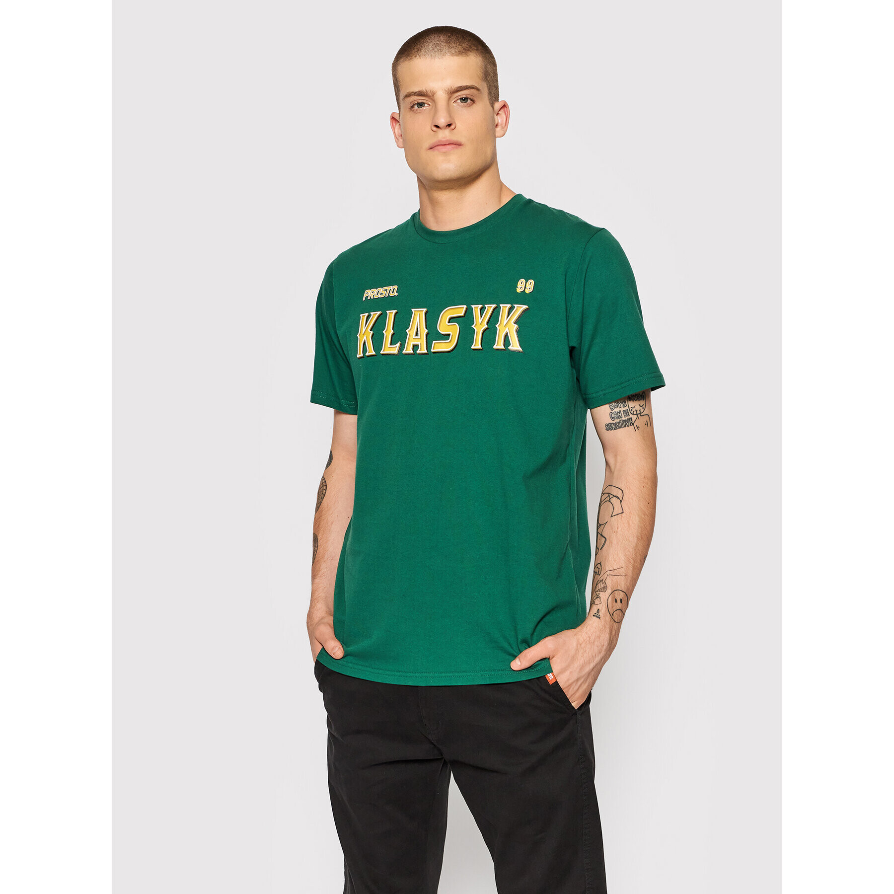 PROSTO. T-Shirt KLASYK West 1103 Zelená Regular Fit - Pepit.cz