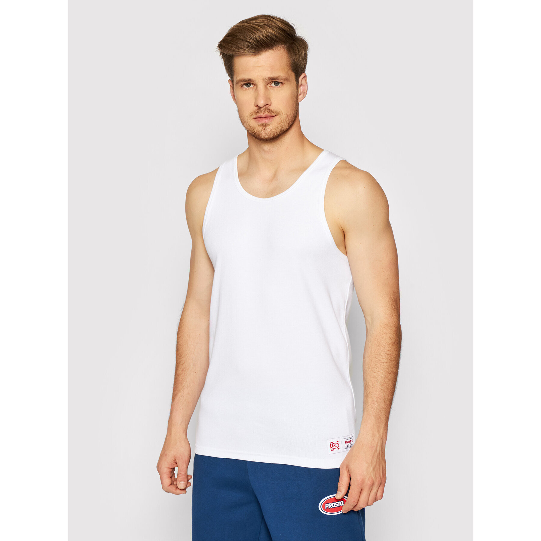 PROSTO. Tank top KLASYK Trevor 4042 Bílá Regular Fit - Pepit.cz