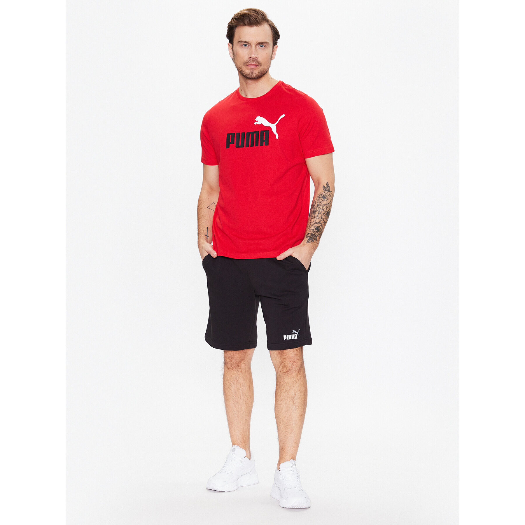 Puma Sportovní kraťasy Essentials+ Two-Tone 586766 Černá Regular Fit - Pepit.cz