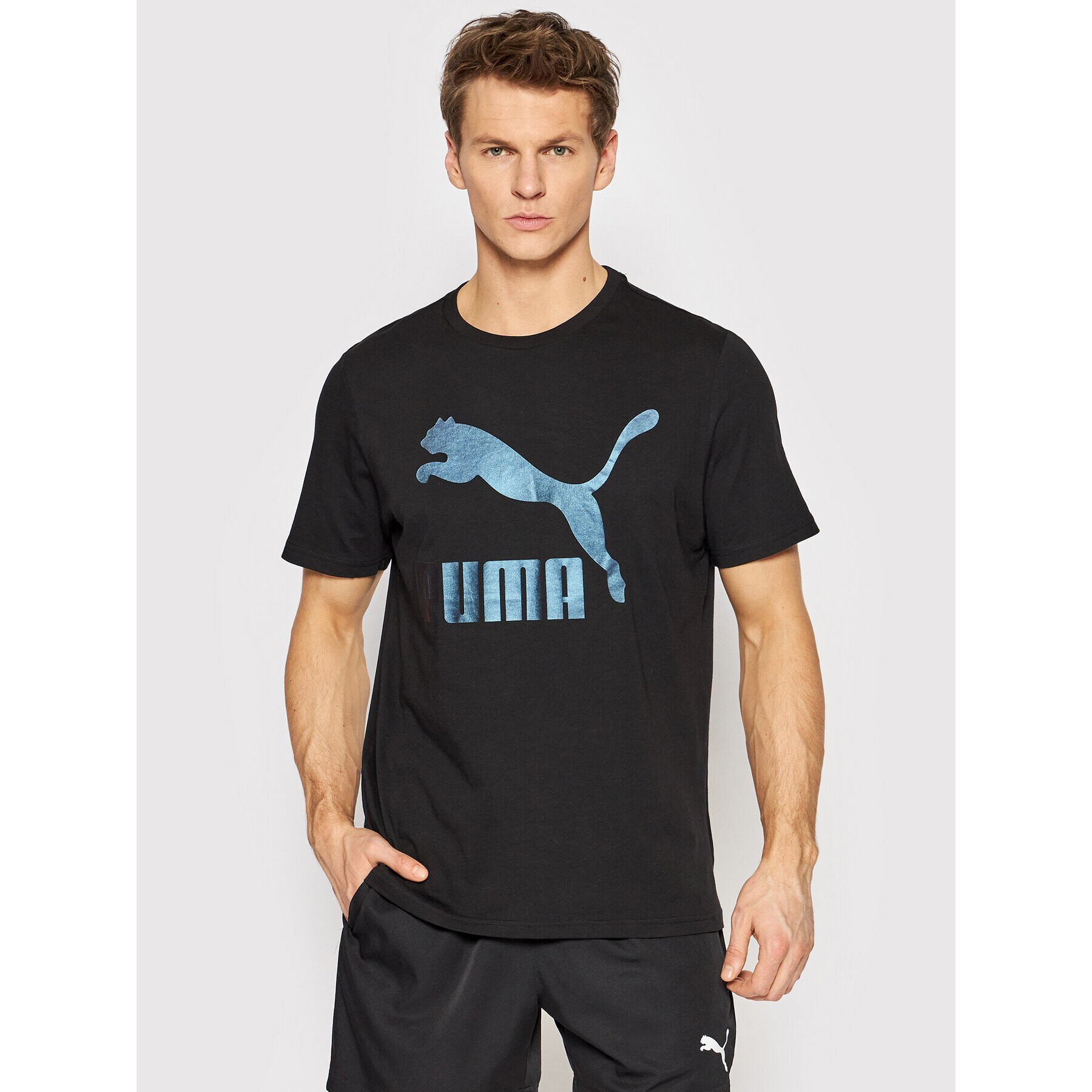 Puma T-Shirt Classics Logo Metallic 534711 Černá Regular Fit - Pepit.cz