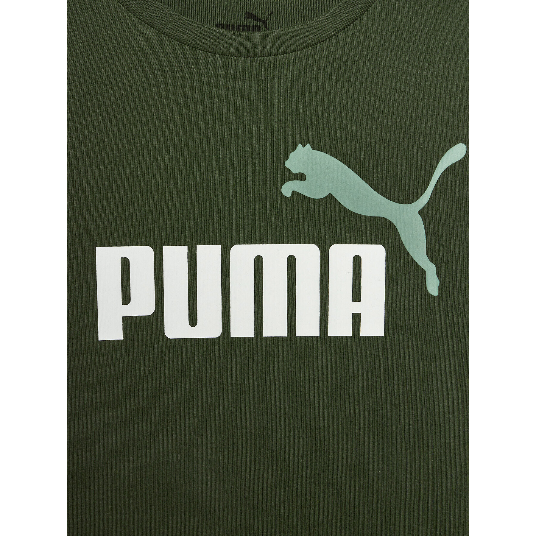 Puma T-Shirt Ess+ 2 Col Logo 586985 Zelená Regular Fit - Pepit.cz