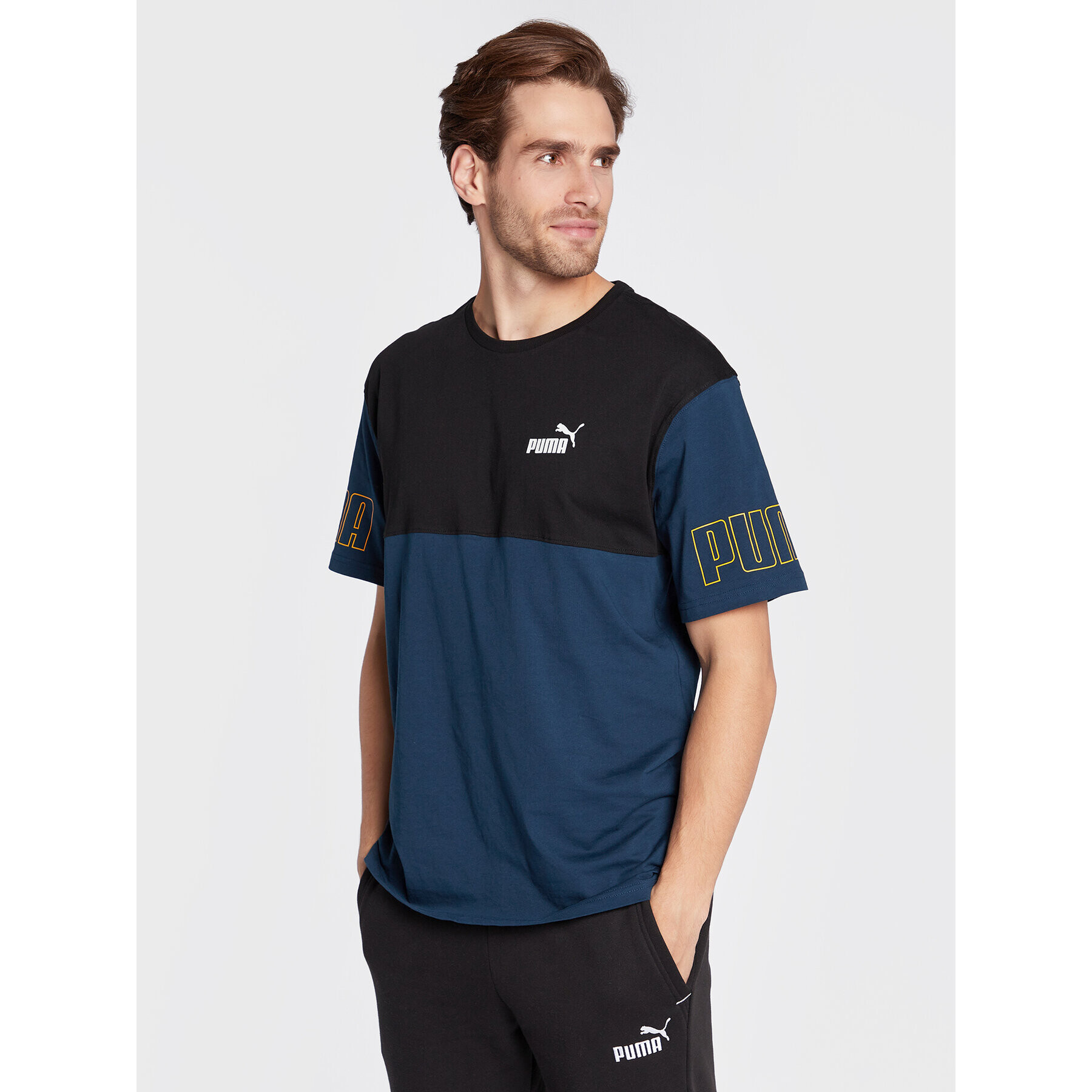 Puma T-Shirt Power Colorblock 671567 Modrá Relaxed Fit - Pepit.cz