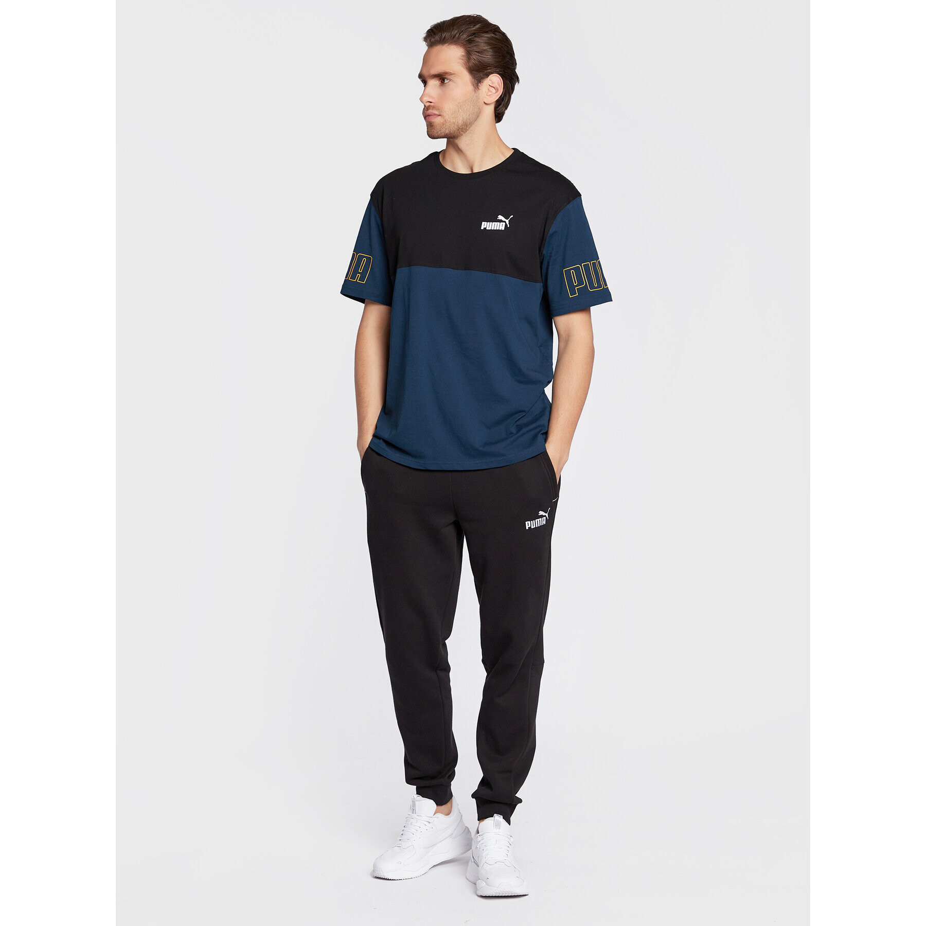 Puma T-Shirt Power Colorblock 671567 Modrá Relaxed Fit - Pepit.cz