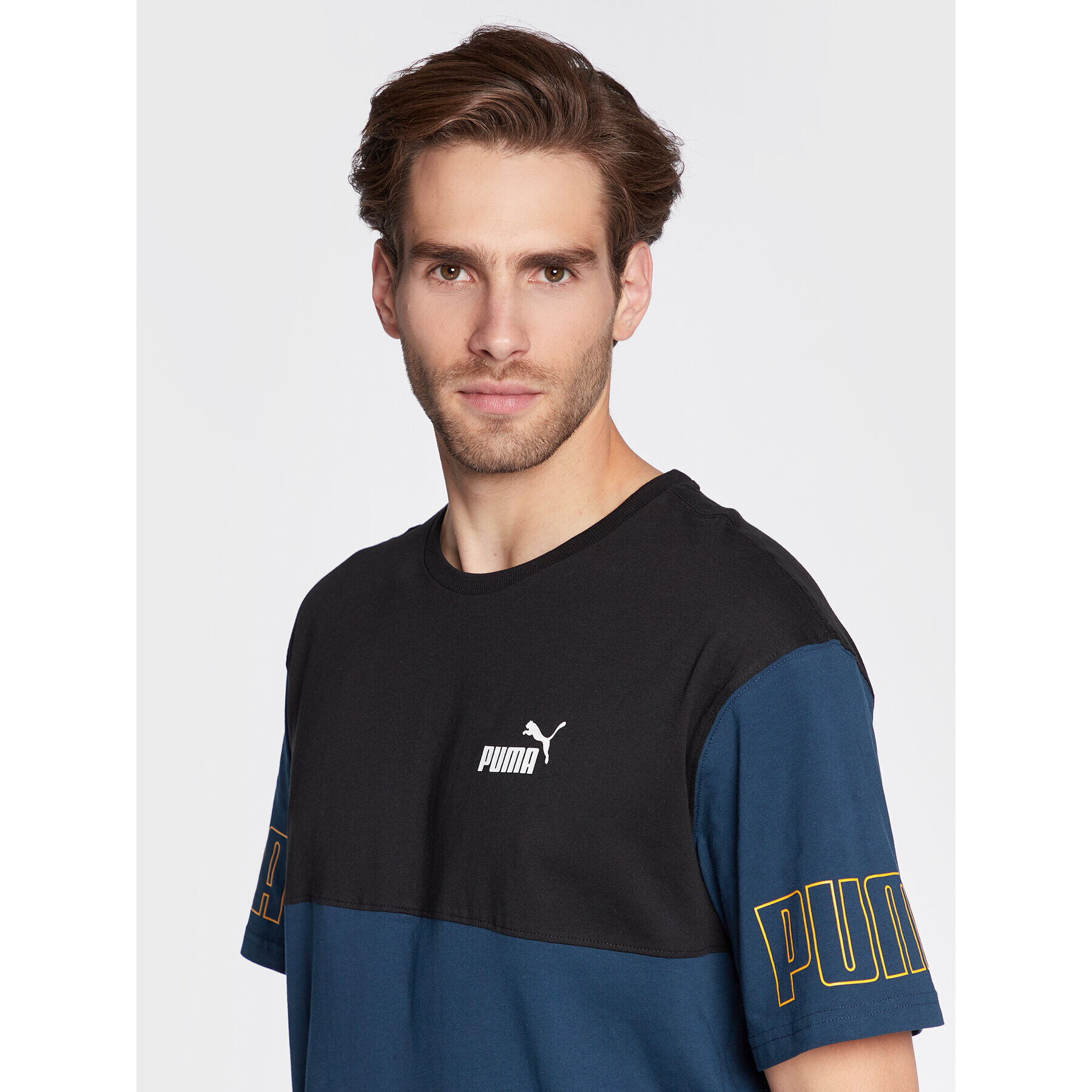 Puma T-Shirt Power Colorblock 671567 Modrá Relaxed Fit - Pepit.cz