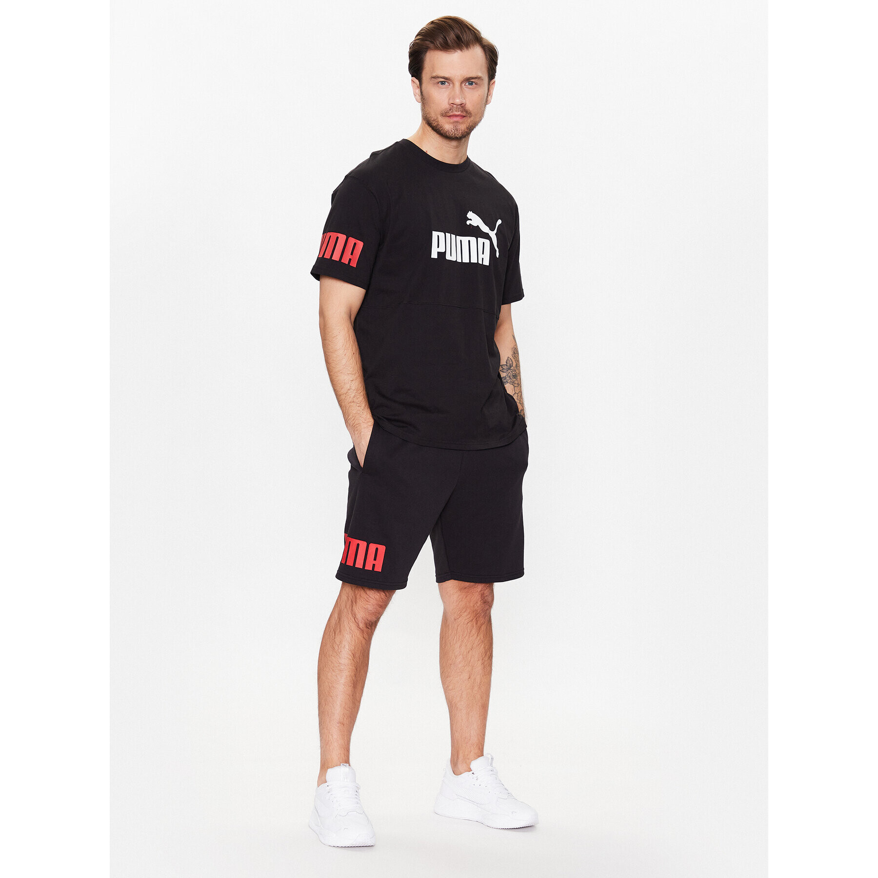 Puma T-Shirt Power Colourblock 673321 Černá Relaxed Fit - Pepit.cz