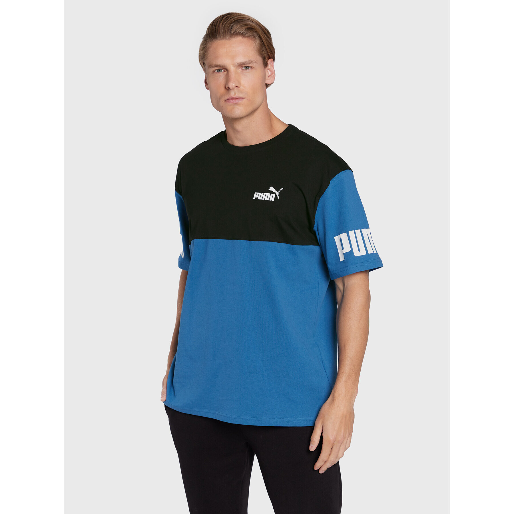 Puma T-Shirt Powr Colorblock 849801 Tmavomodrá Relaxed Fit - Pepit.cz