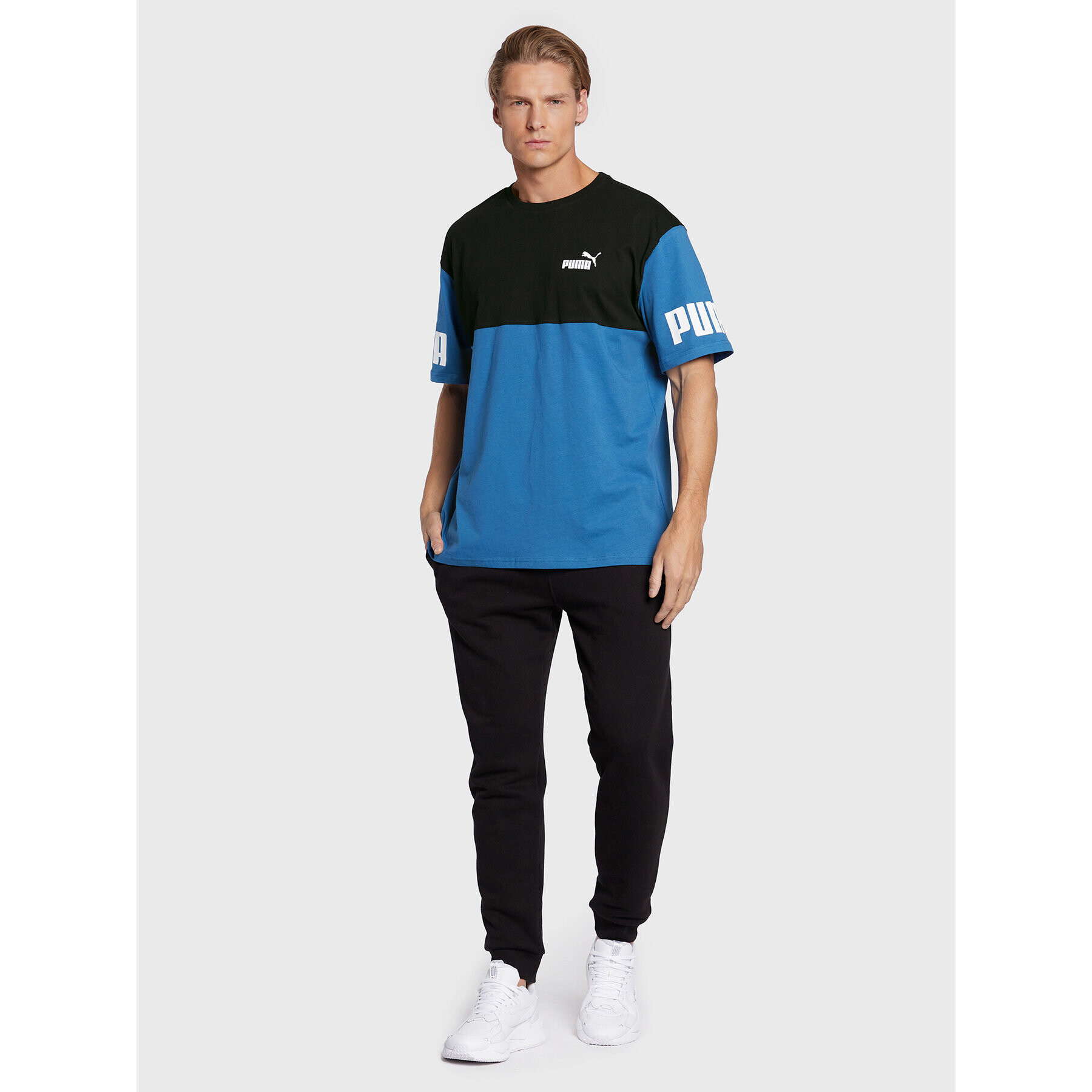 Puma T-Shirt Powr Colorblock 849801 Tmavomodrá Relaxed Fit - Pepit.cz