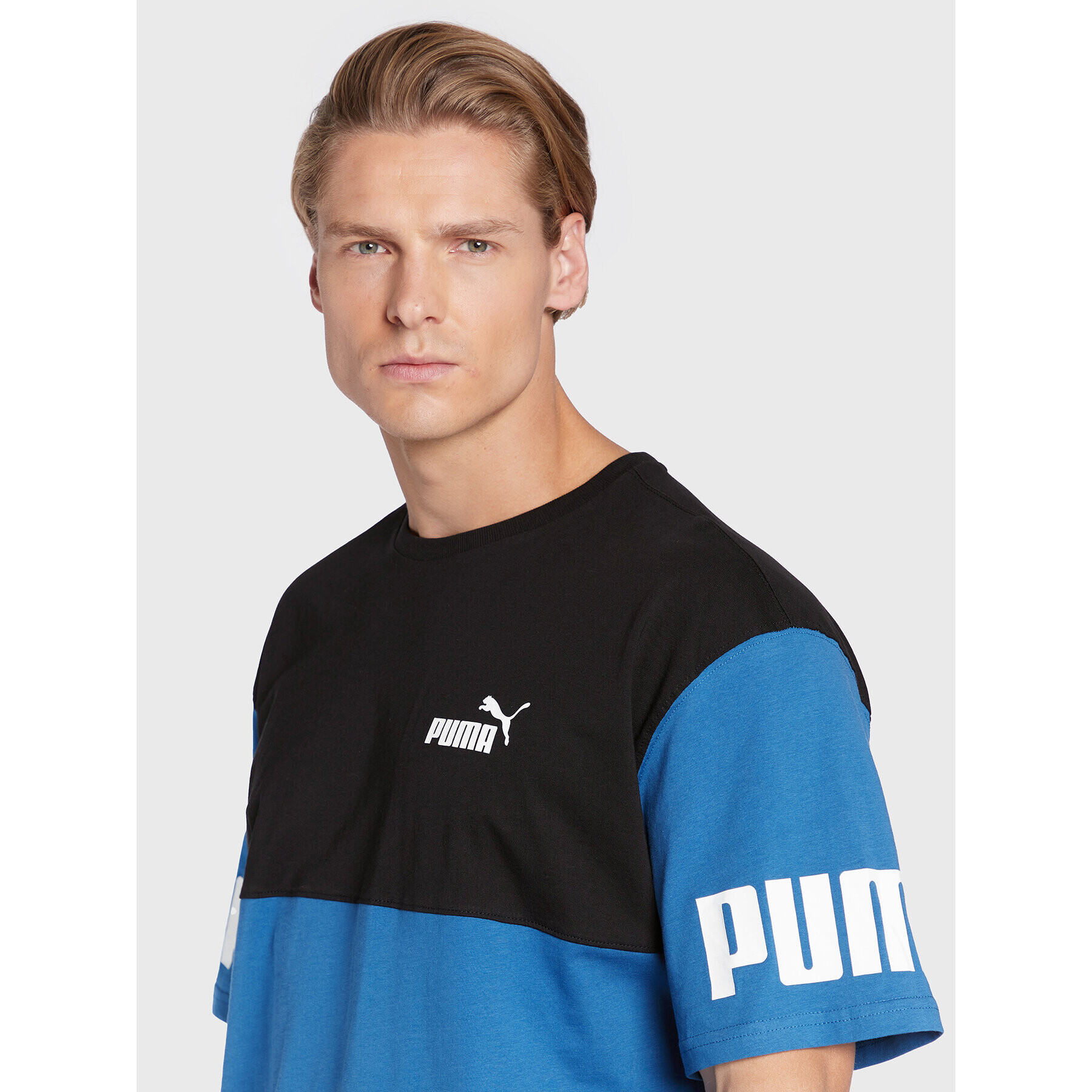 Puma T-Shirt Powr Colorblock 849801 Tmavomodrá Relaxed Fit - Pepit.cz