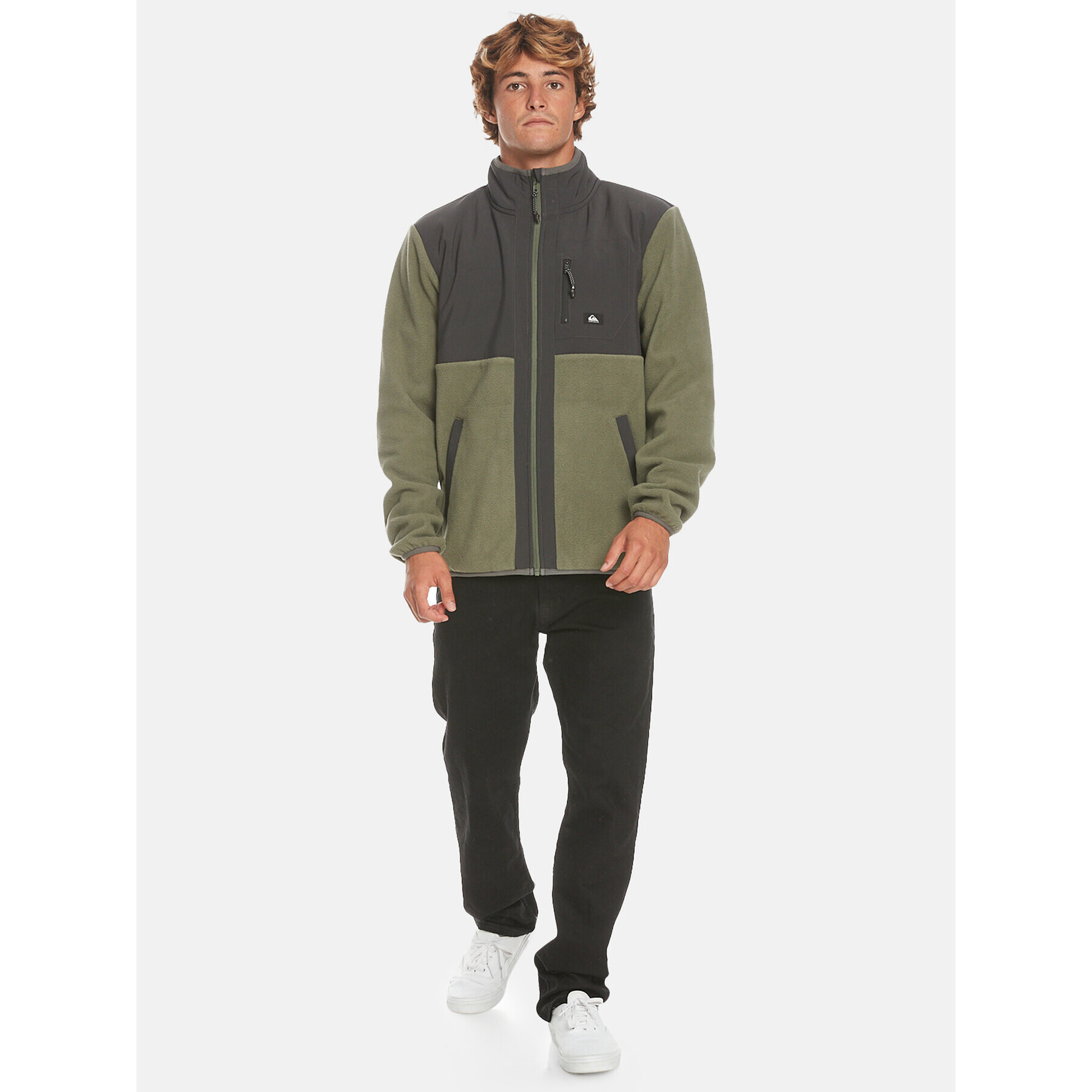 Quiksilver Fleecová mikina Fz Polar Otlr EQYFT04824 Khaki Regular Fit - Pepit.cz