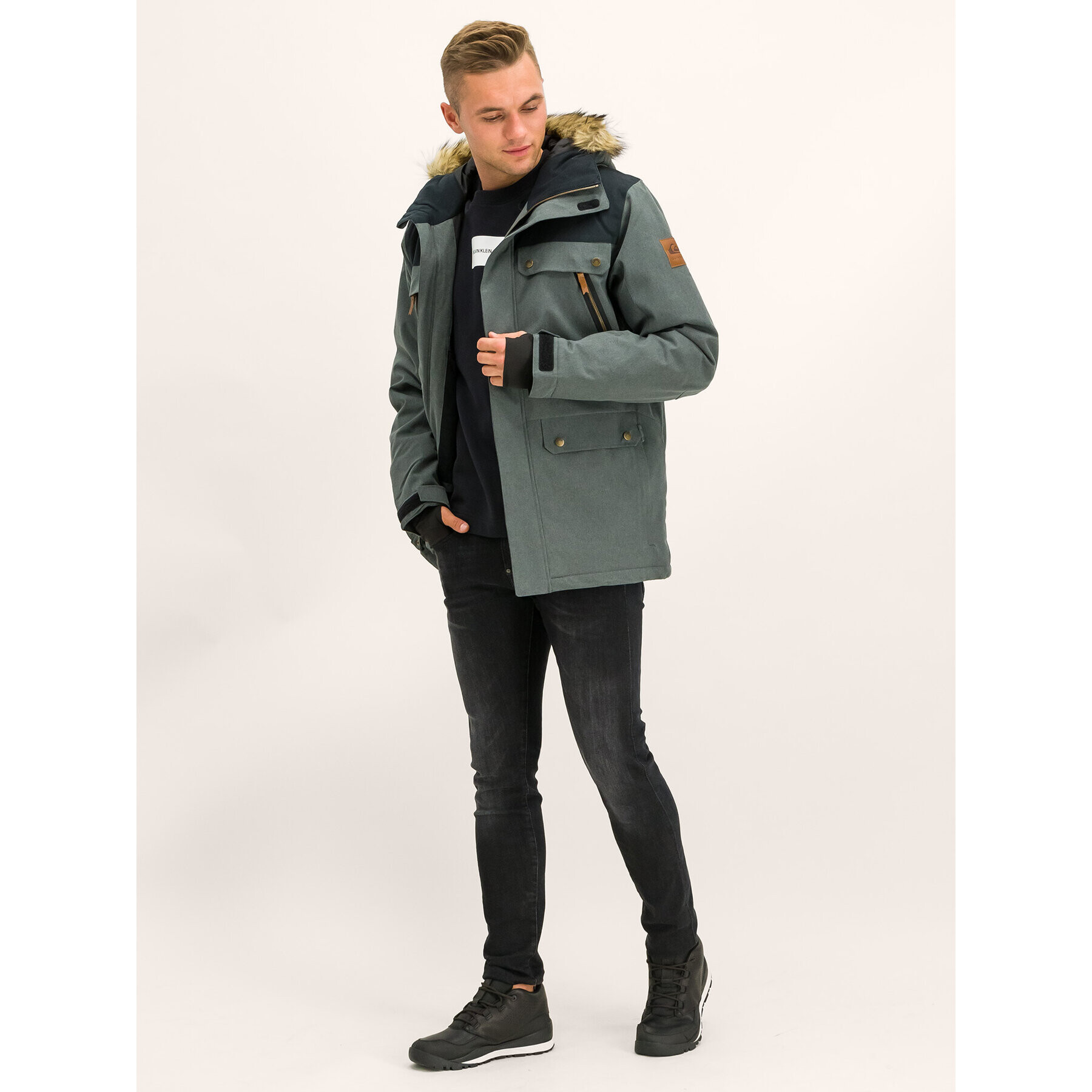 Quiksilver Snowboardová bunda Selector EQYTJ03226 Šedá Modern Fit - Pepit.cz