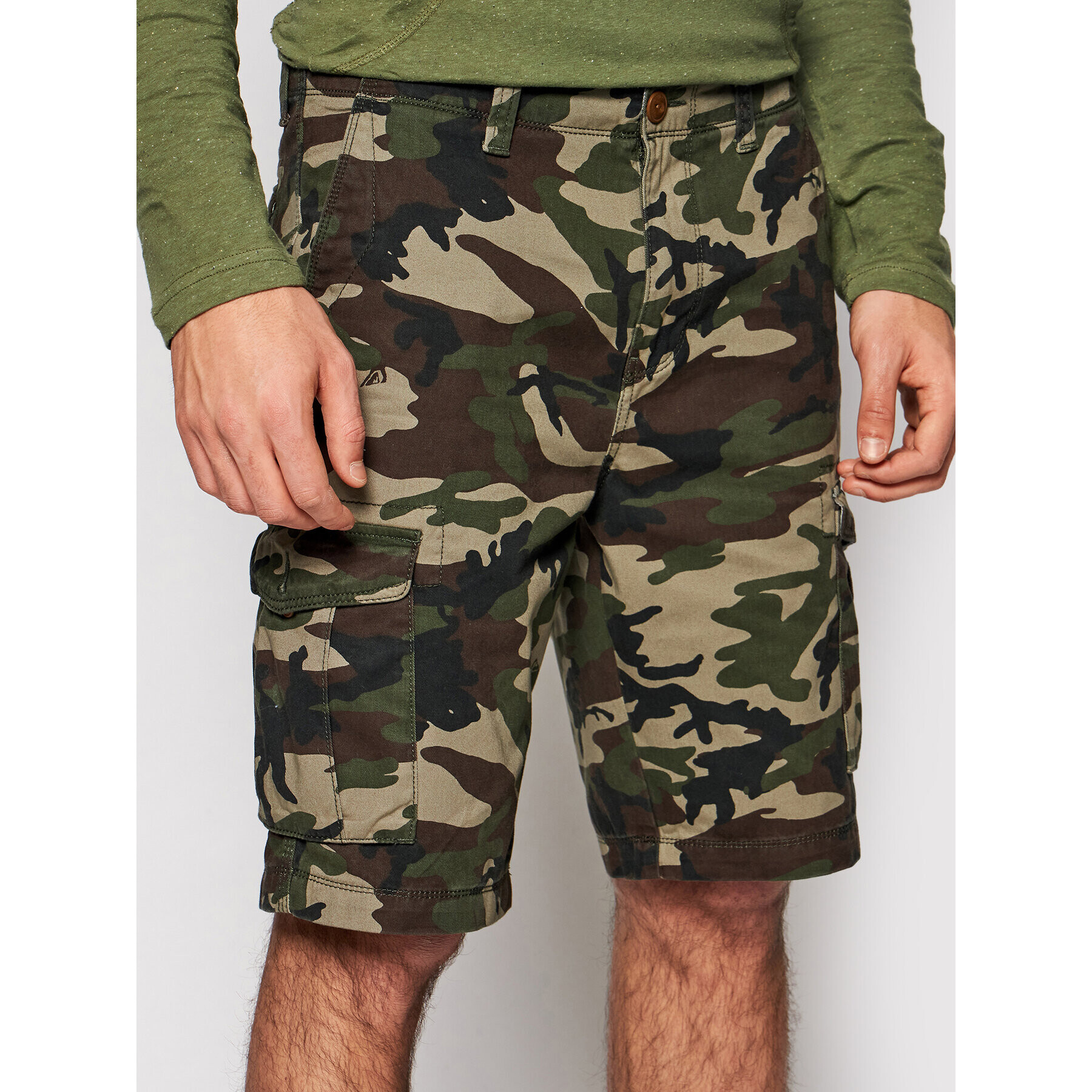 Quiksilver Šortky z materiálu Crucial Battle EQYWS03456 Zelená Tapered Fit - Pepit.cz