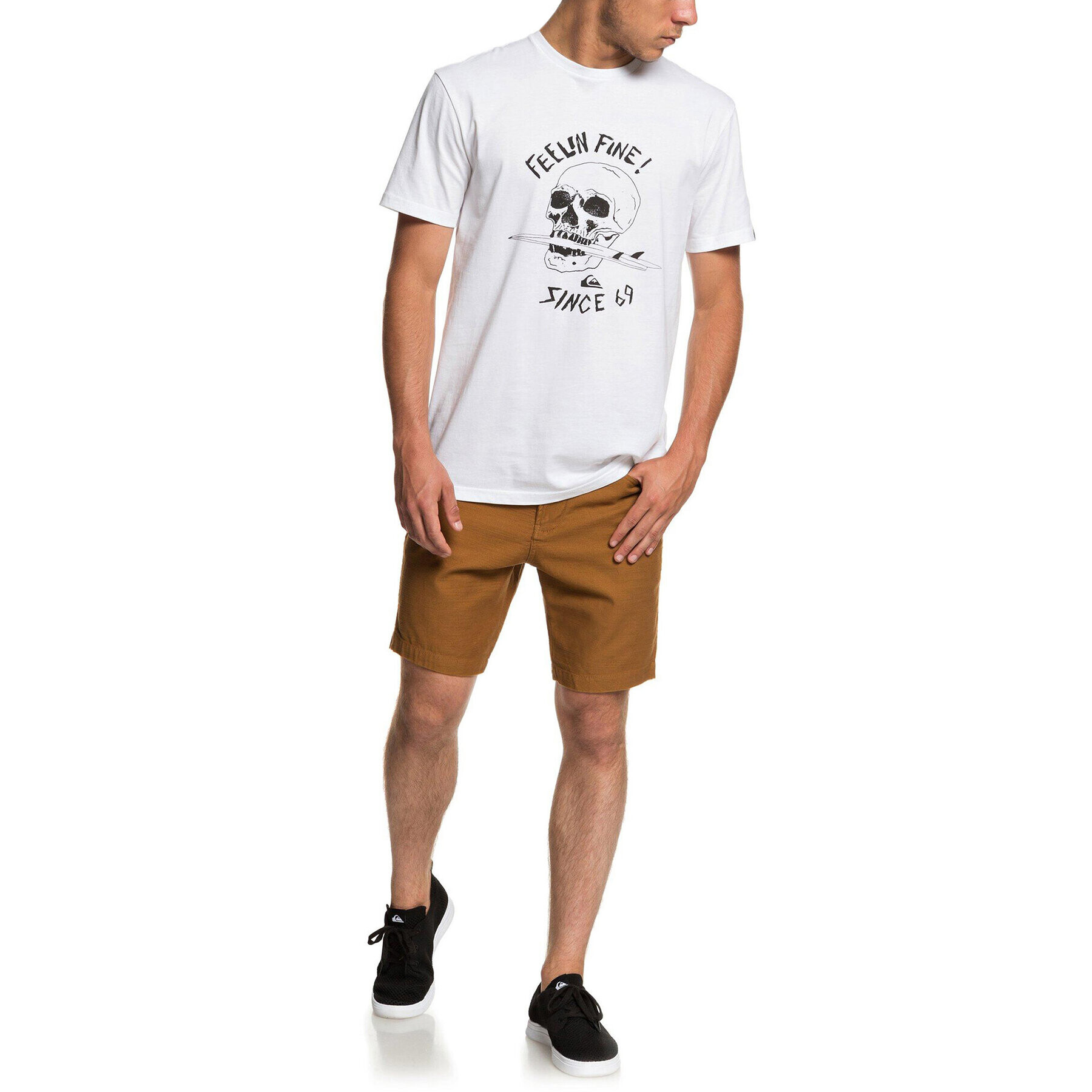 Quiksilver Šortky z materiálu EQYWS03576 Hnědá Straight Tapered Fit - Pepit.cz