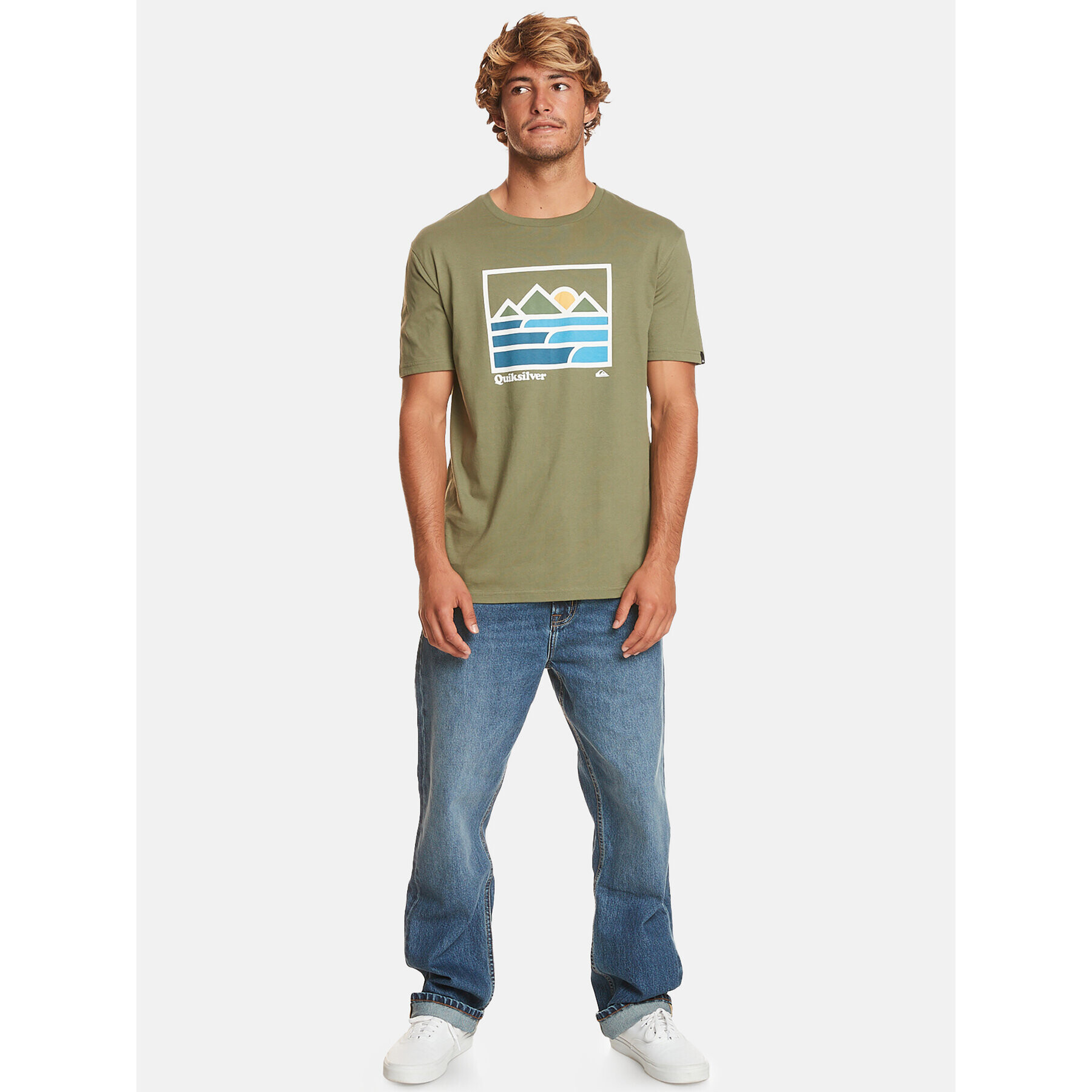 Quiksilver T-Shirt Landscapelines Tees EQYZT07450 Khaki Regular Fit - Pepit.cz