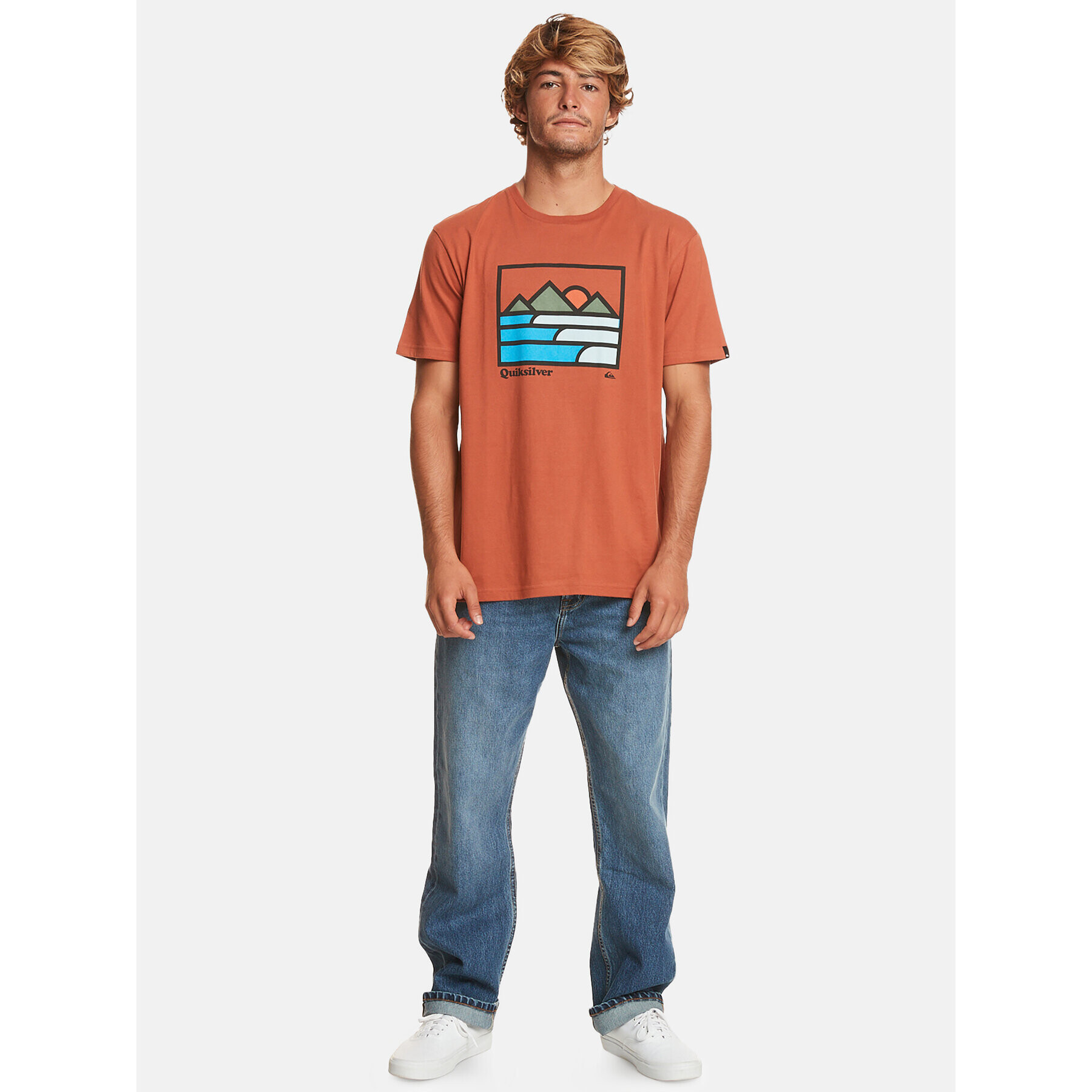 Quiksilver T-Shirt Landscapelines Tees EQYZT07450 Oranžová Regular Fit - Pepit.cz