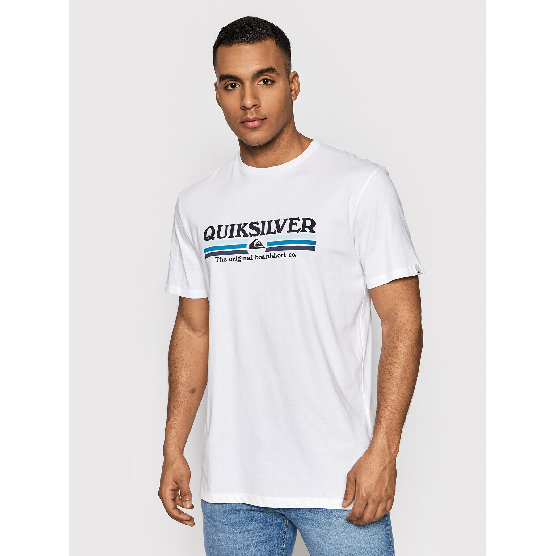 Quiksilver T-Shirt Lined Up EQYZT06657 Bílá Regular Fit - Pepit.cz