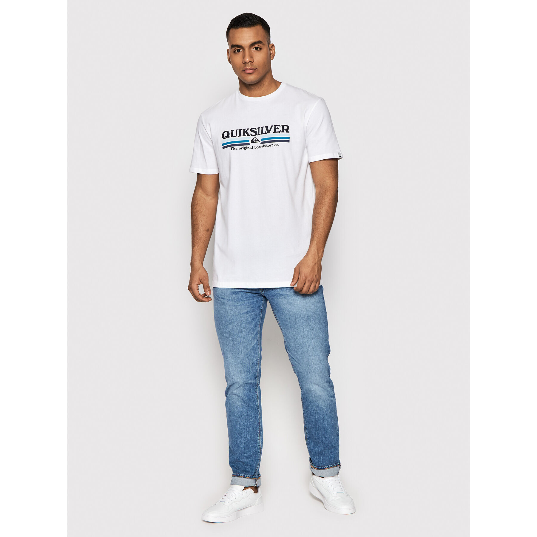 Quiksilver T-Shirt Lined Up EQYZT06657 Bílá Regular Fit - Pepit.cz