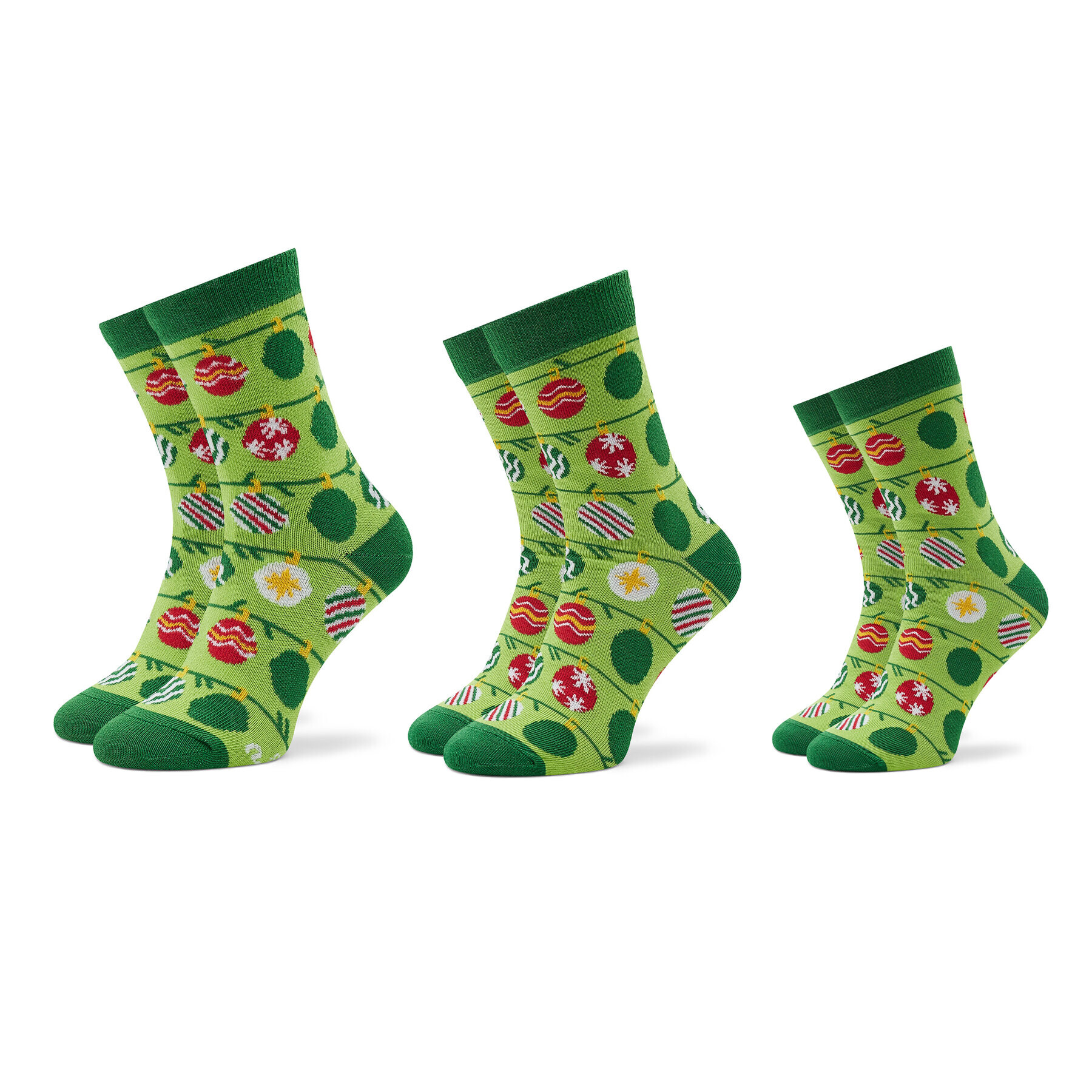 Rainbow Socks Sada 3 párů vysokých ponožek unisex Xmas Balls Zelená - Pepit.cz