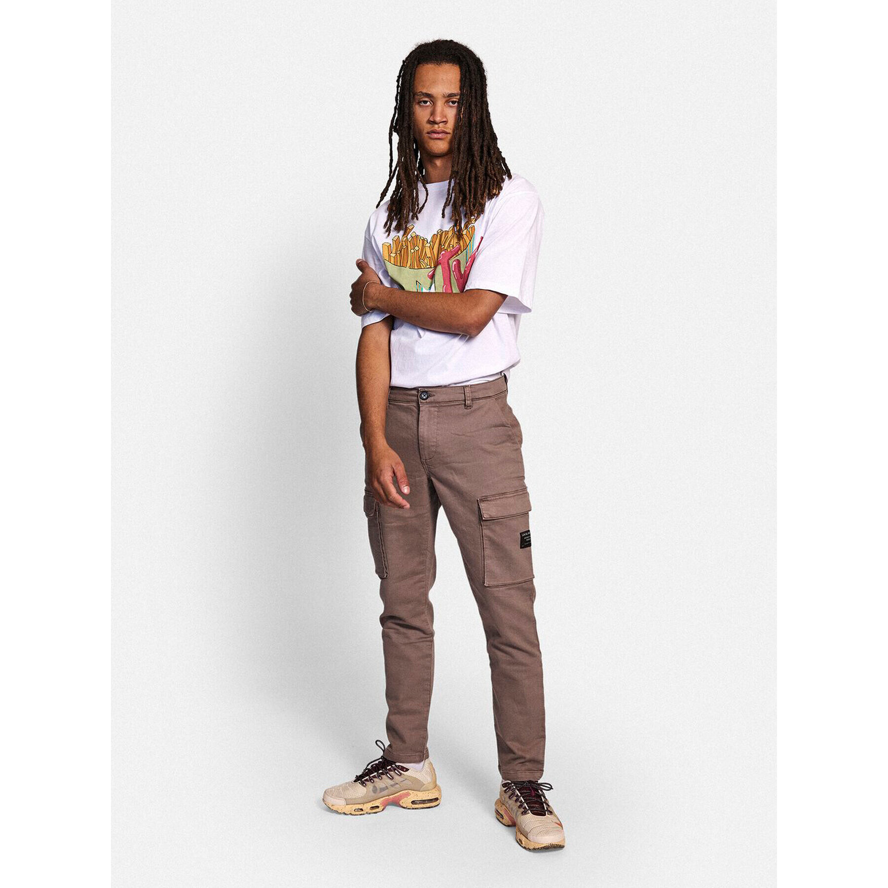 Redefined Rebel Kalhoty z materiálu Tim 226047 Hnědá Slim Fit - Pepit.cz