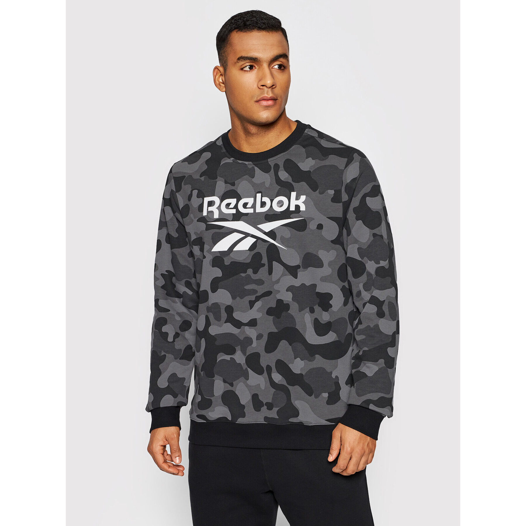 Reebok Mikina Camo HA6314 Šedá Regular Fit - Pepit.cz