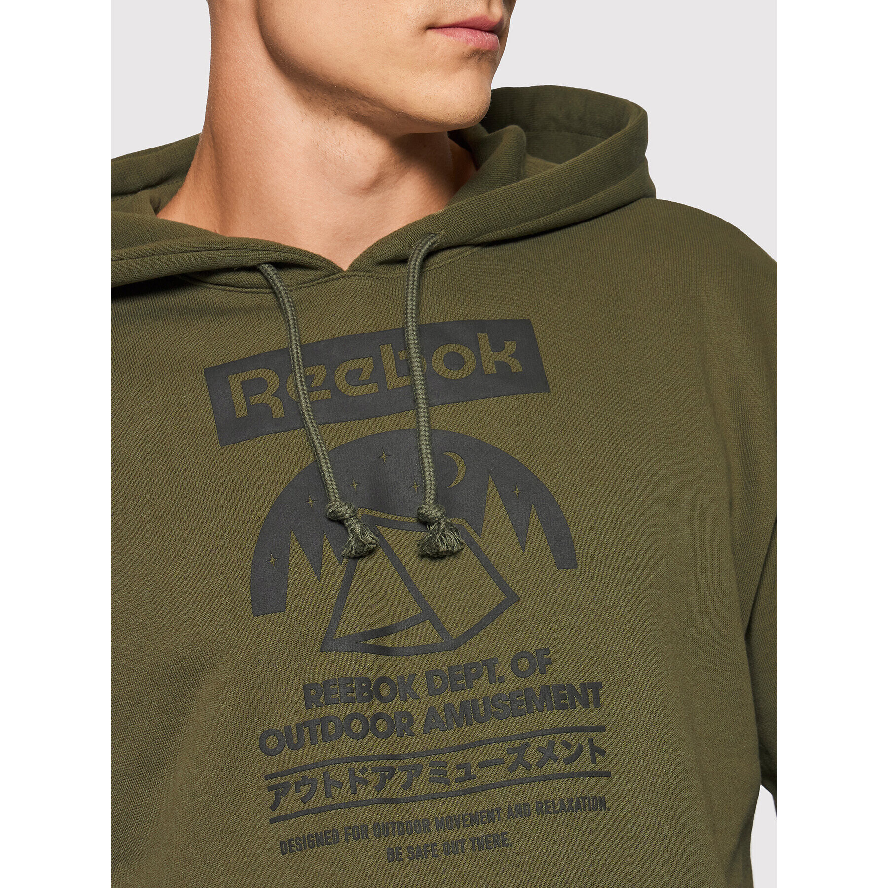 Reebok Mikina Cl Camping Graphic Hoodie GS4194 Zelená Relaxed Fit - Pepit.cz