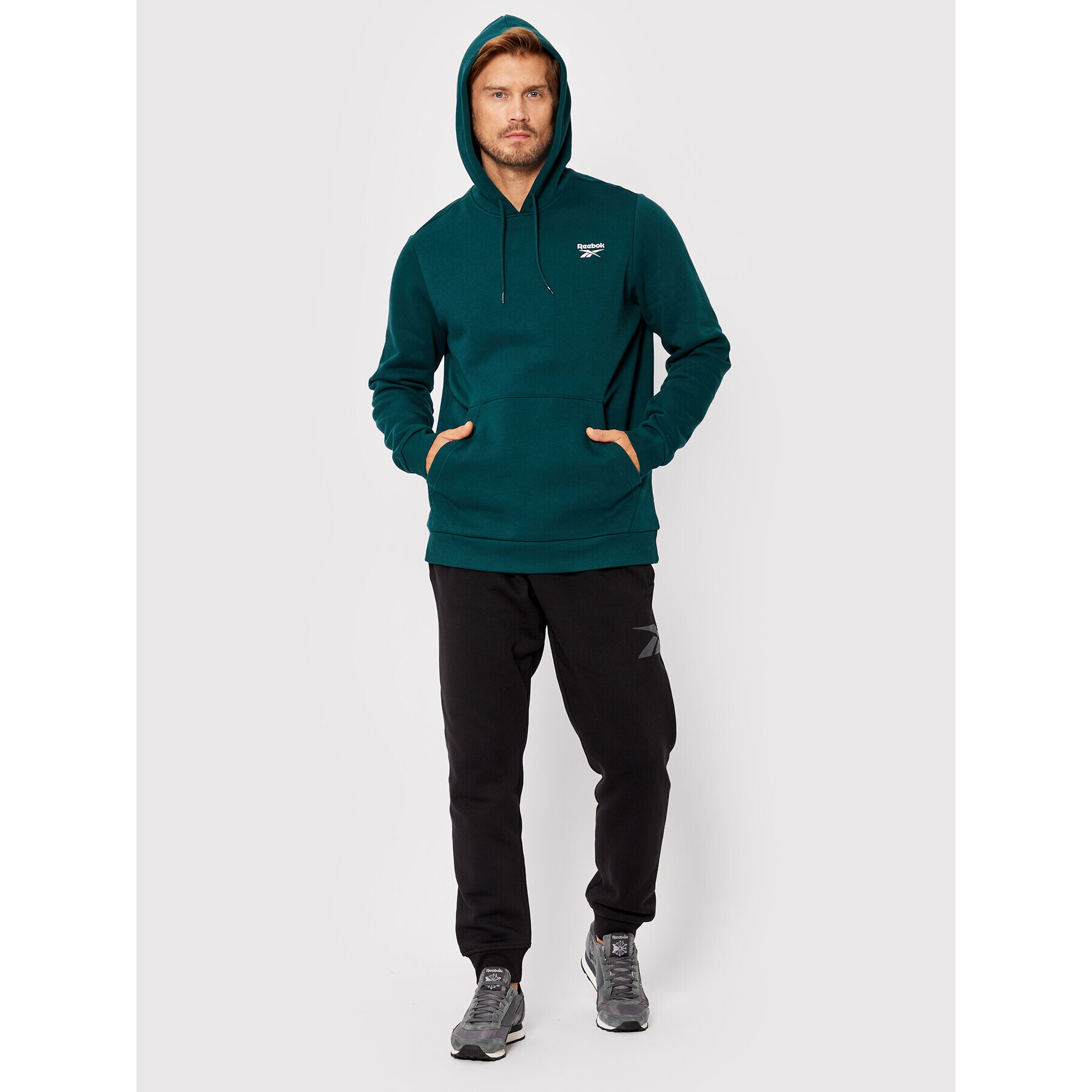 Reebok Mikina Identity HJ9939 Zelená Regular Fit - Pepit.cz