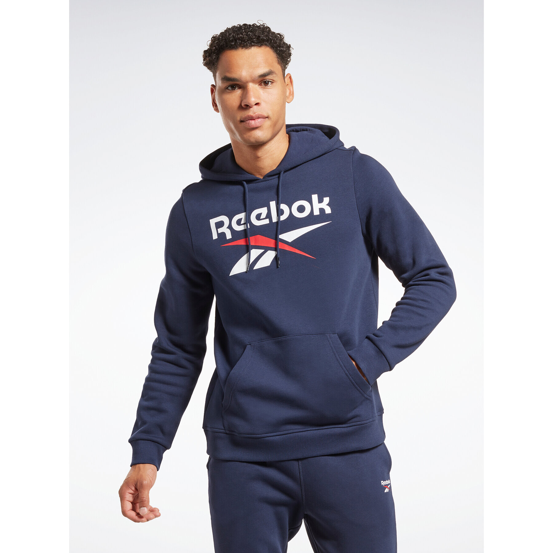 Reebok Mikina Identity Stacked Logo H54803 Tmavomodrá Regular Fit - Pepit.cz