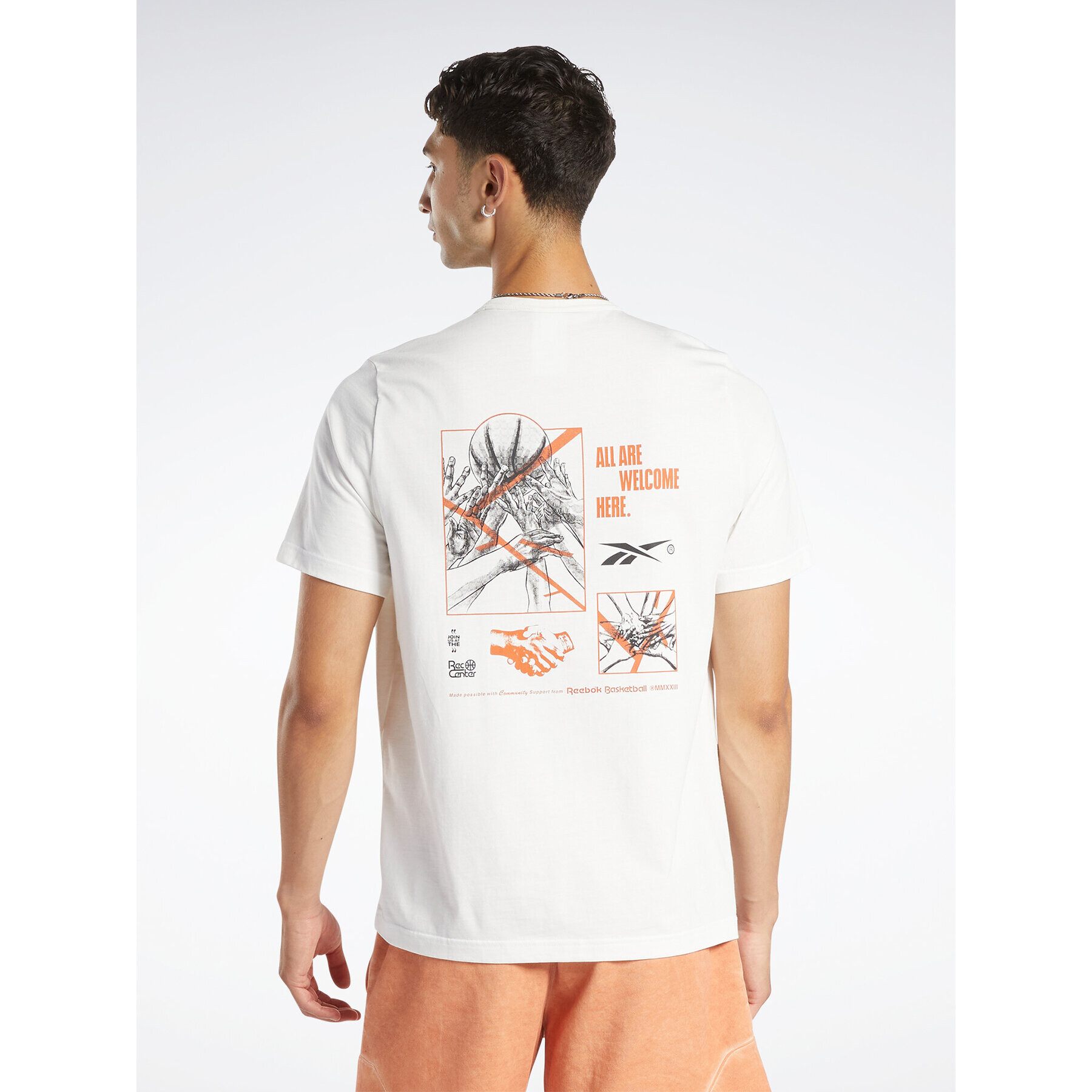 Reebok T-Shirt Basketball Court Top T-Shirt HN5804 Bílá Relaxed Fit - Pepit.cz