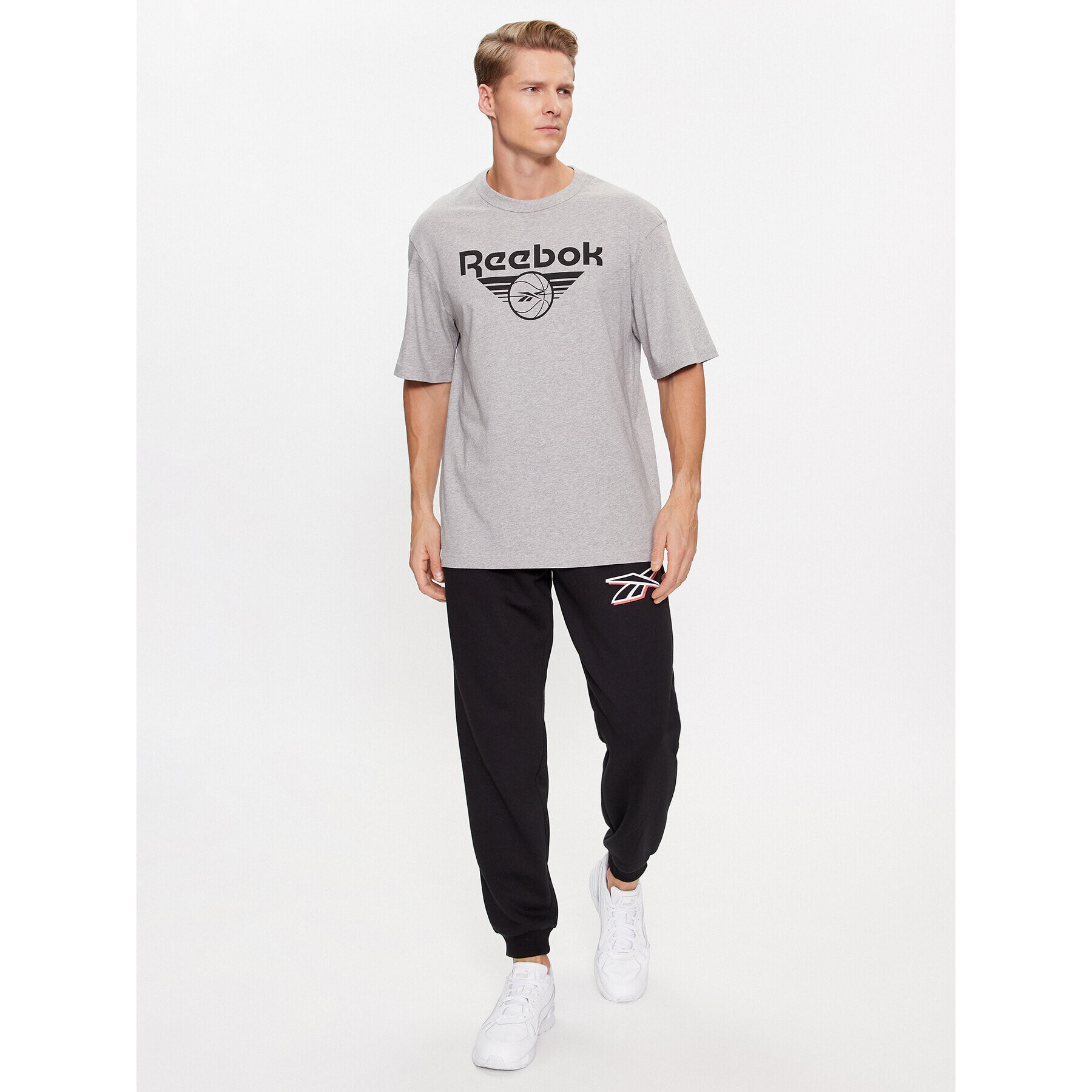 Reebok T-Shirt Basketball IL4423 Šedá Regular Fit - Pepit.cz