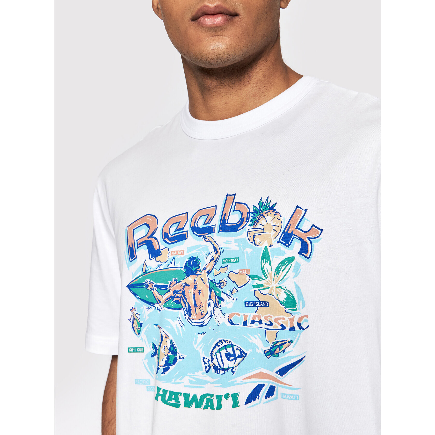 Reebok T-Shirt Classics Destination HB1195 Bílá Loose Fit - Pepit.cz