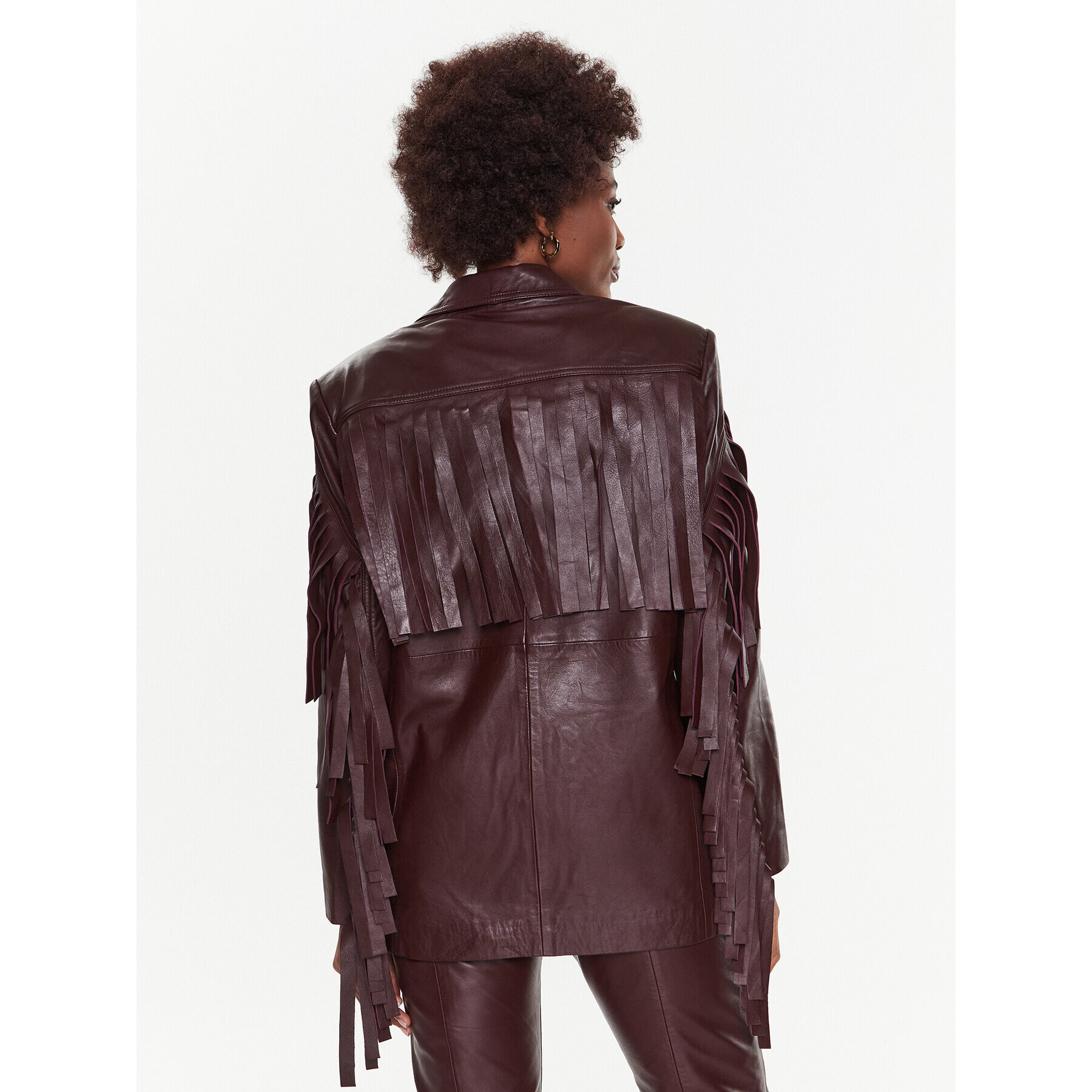 Remain Kožená bunda Leather Fringed RM2051 Bordó Regular Fit - Pepit.cz