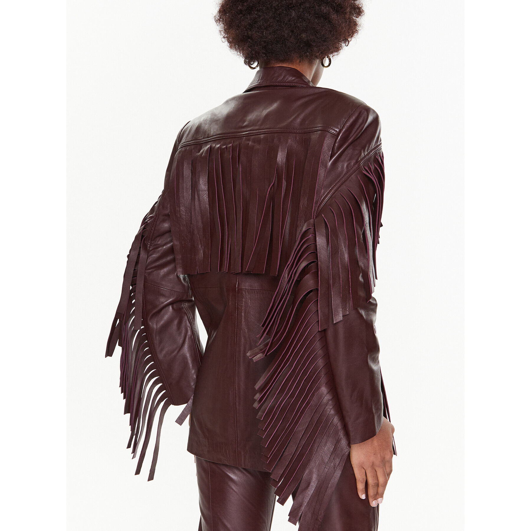 Remain Kožená bunda Leather Fringed RM2051 Bordó Regular Fit - Pepit.cz