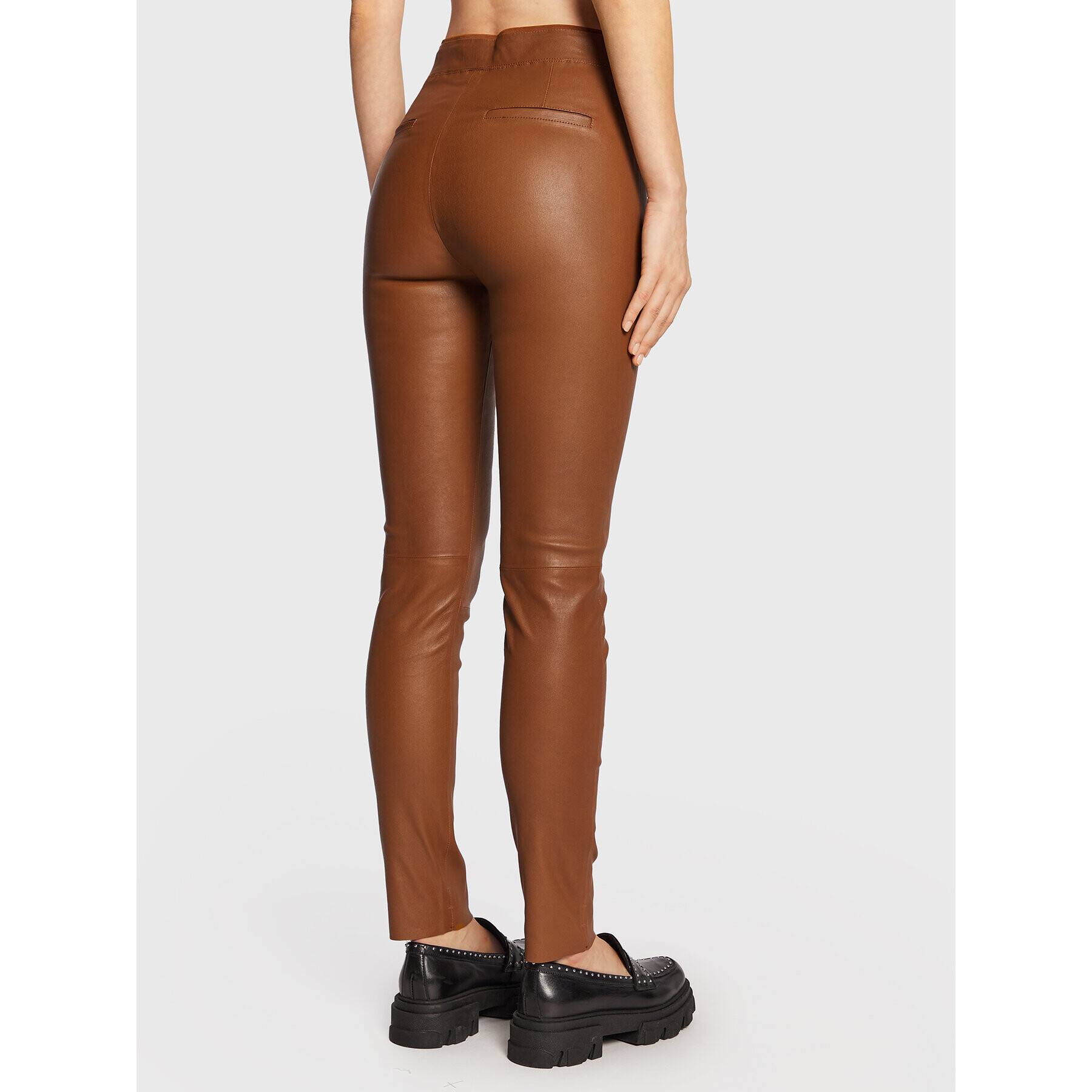 Remain Kožené kalhoty Snipe Leggings Leather RM1508 Hnědá Slim Fit - Pepit.cz